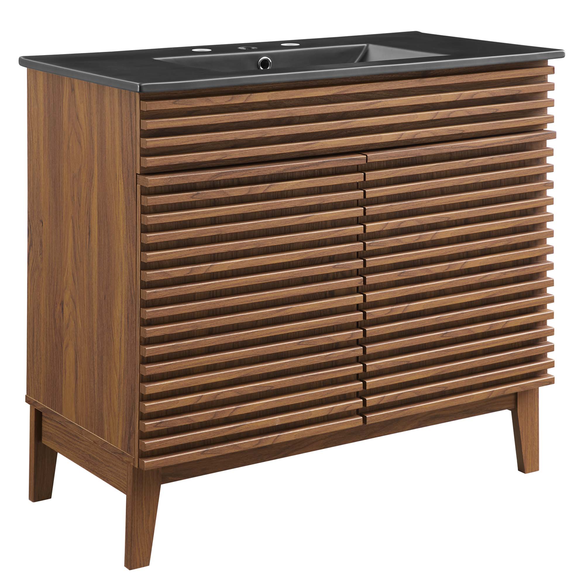 Render Bathroom Vanity with Black Basin Included - EEI-5396-WAL-BLK