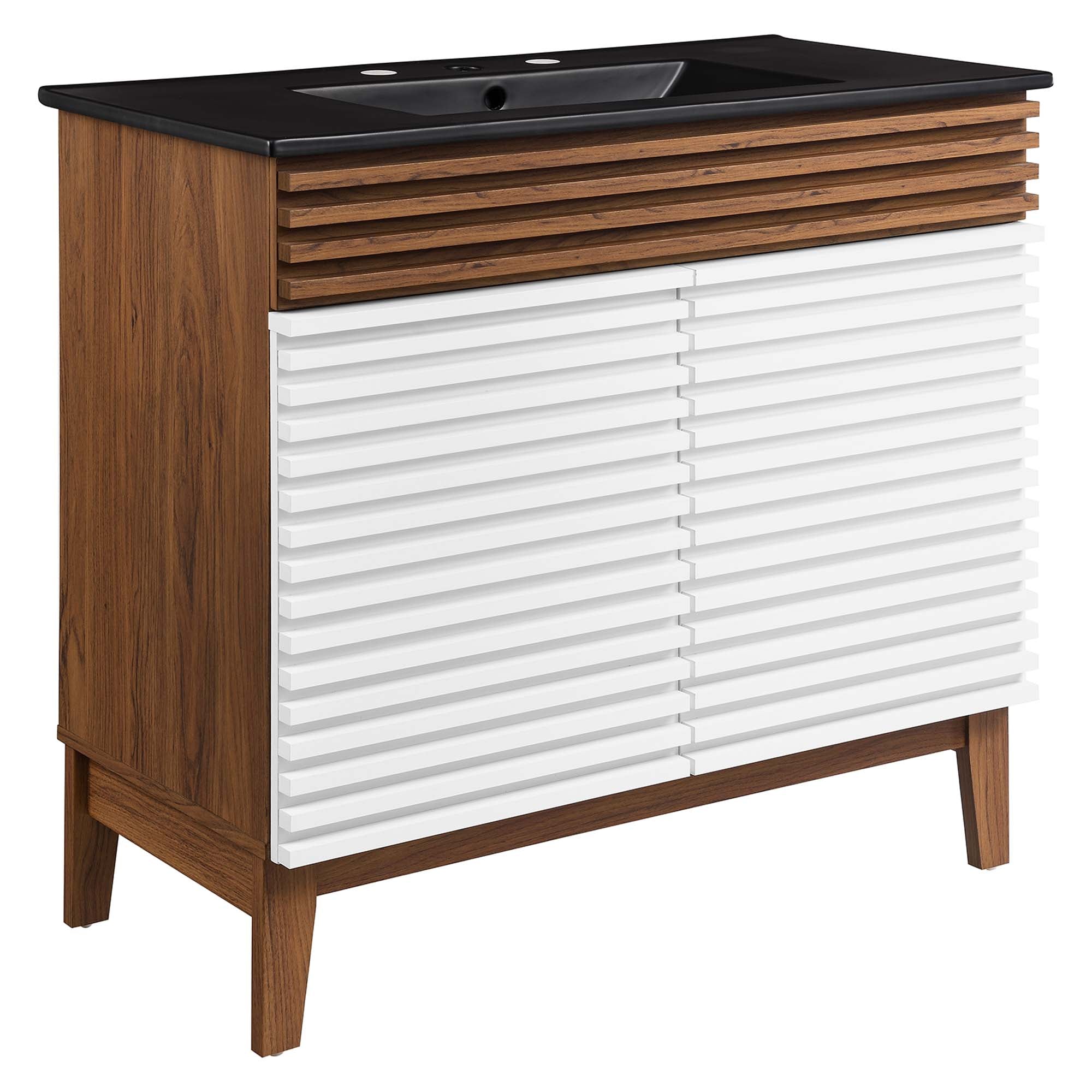 Render Bathroom Vanity with Black Basin Included - EEI-5396-WHI-WAL-BLK