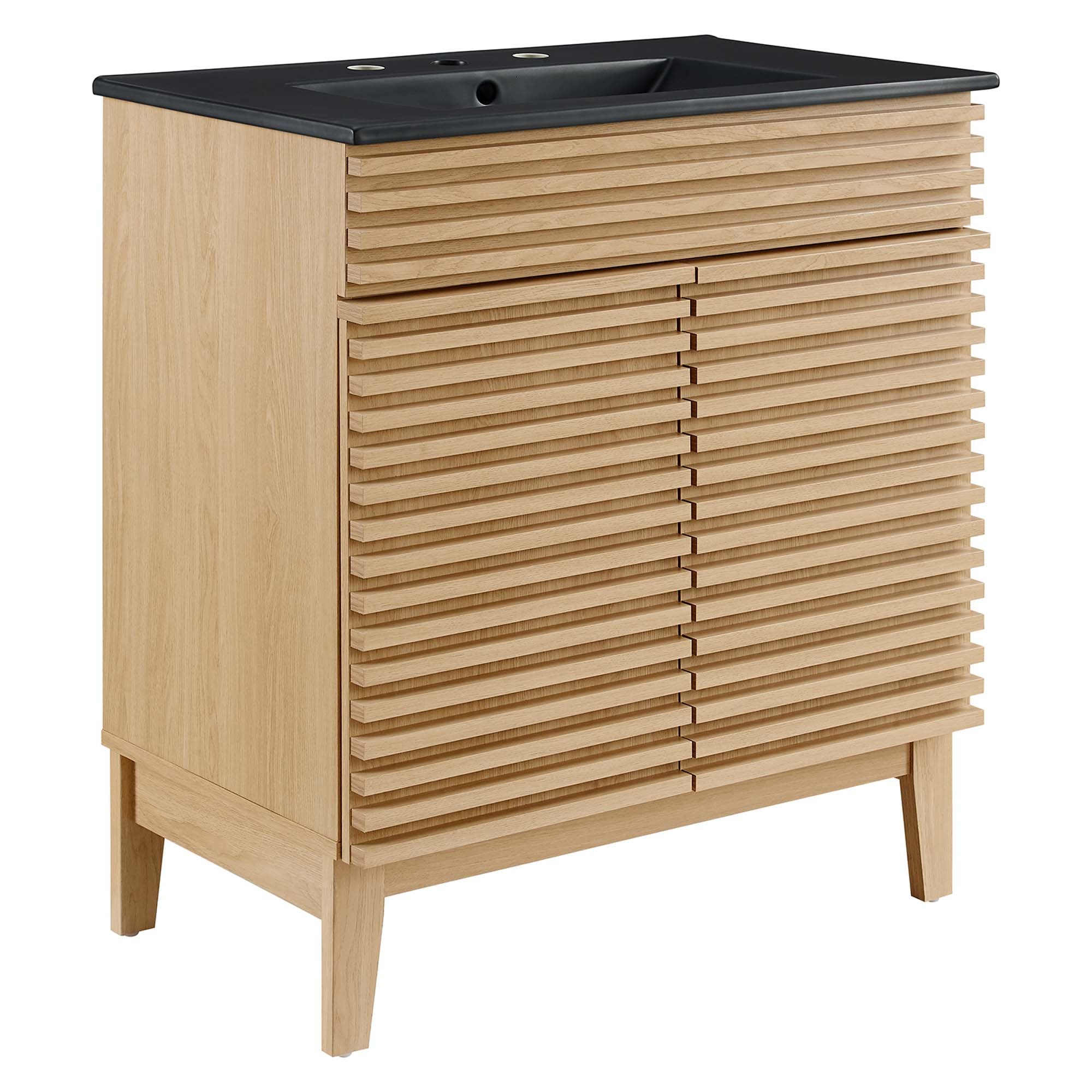 Render Bathroom Vanity with Black Basin Included - EEI-5418-OAK-BLK