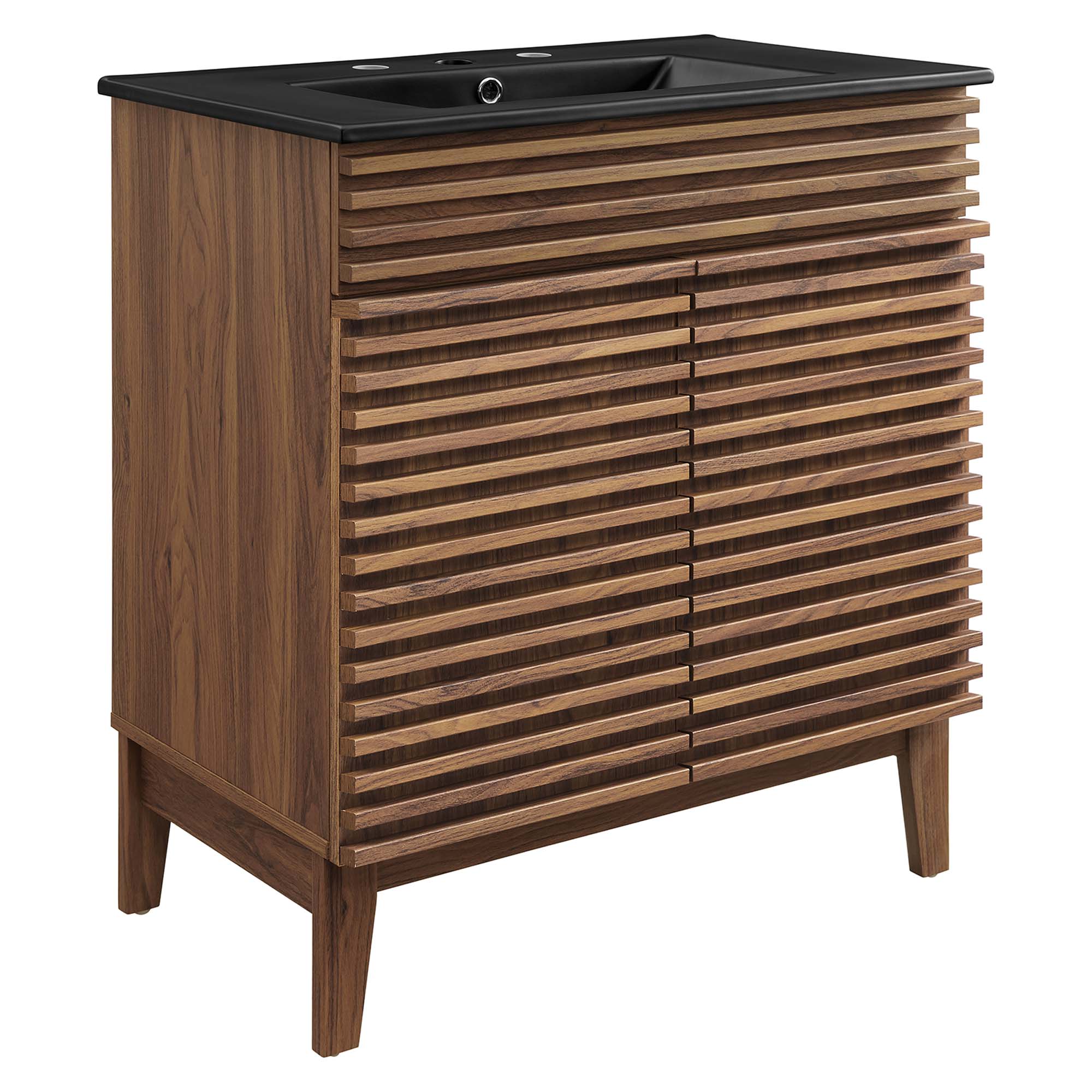 Render Bathroom Vanity with Black Basin Included - EEI-5418-WAL-BLK
