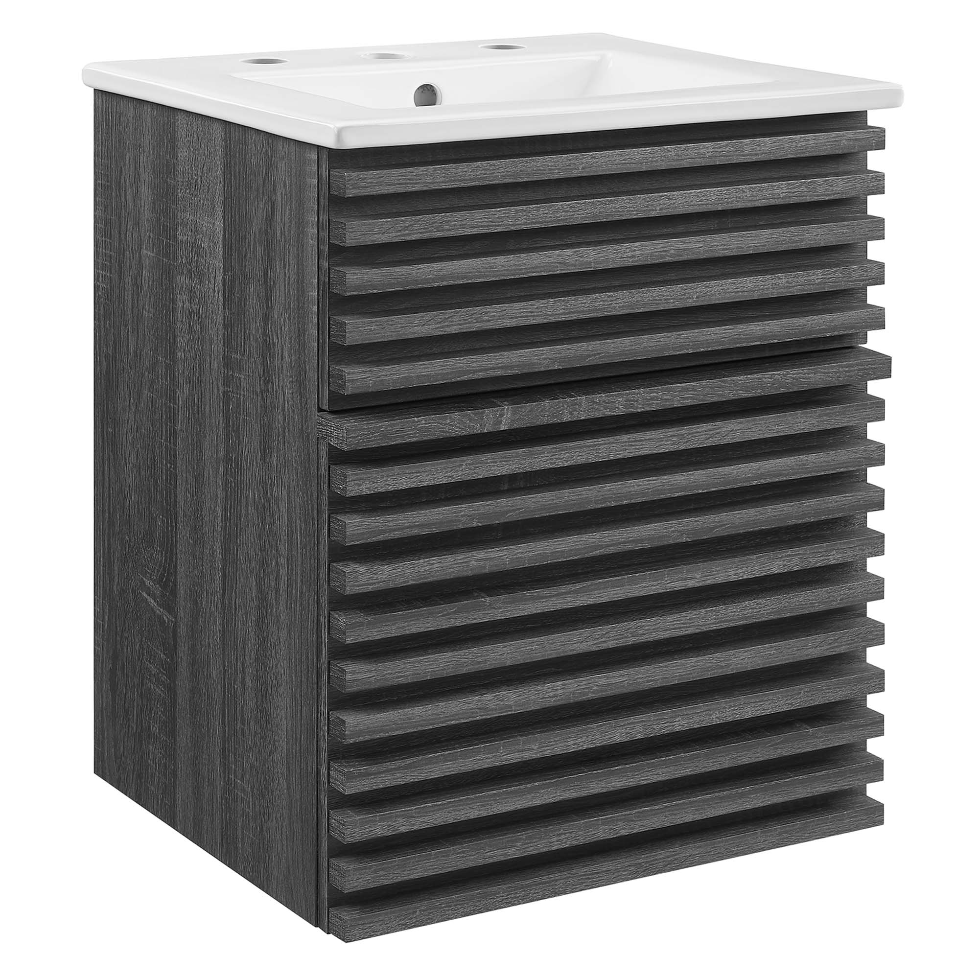 Render Wall-Mount Bathroom Vanity with White Basin Included - EEI-5419-CHA-WHI