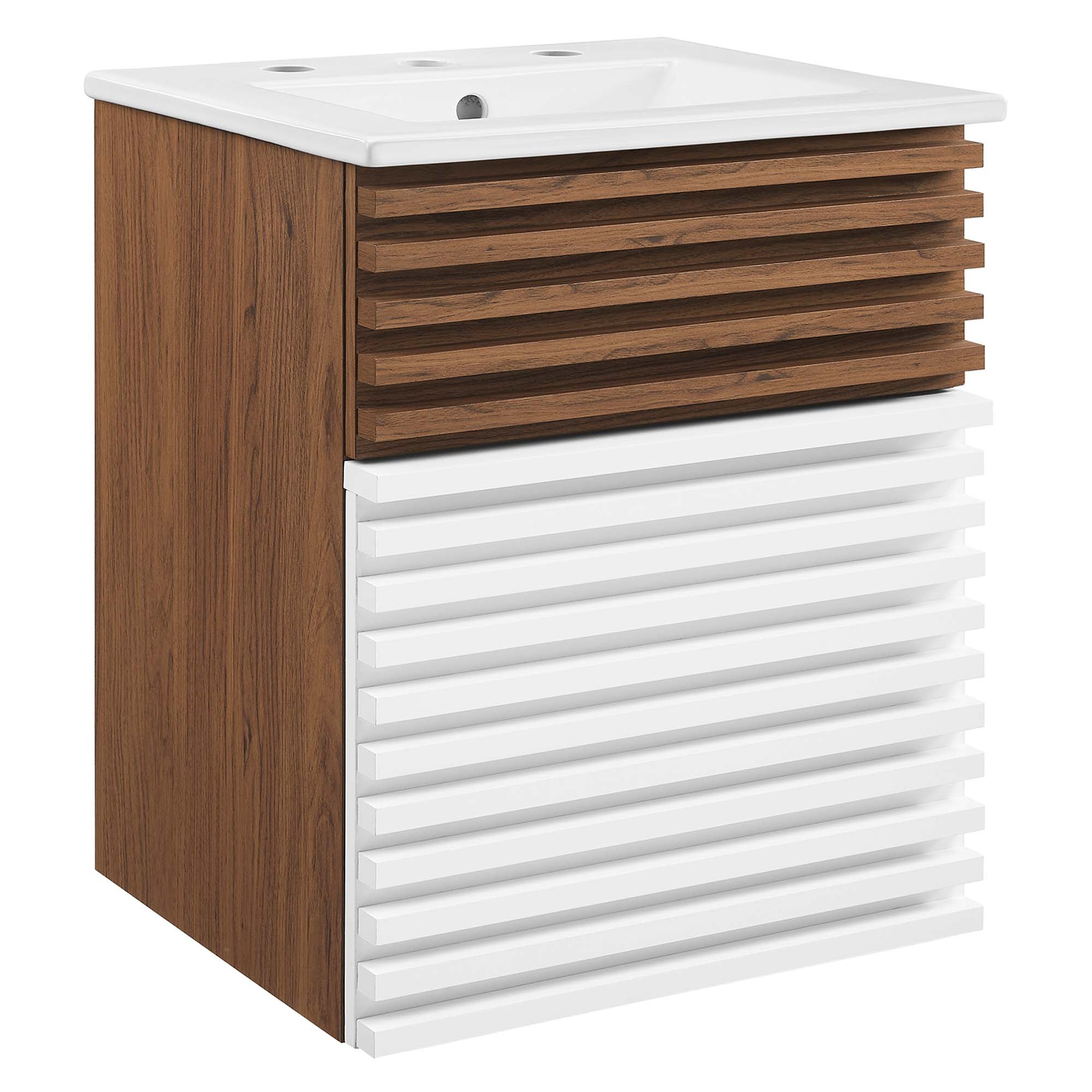 Render Wall-Mount Bathroom Vanity with White Basin Included - EEI-5419-WHI-WAL-WHI
