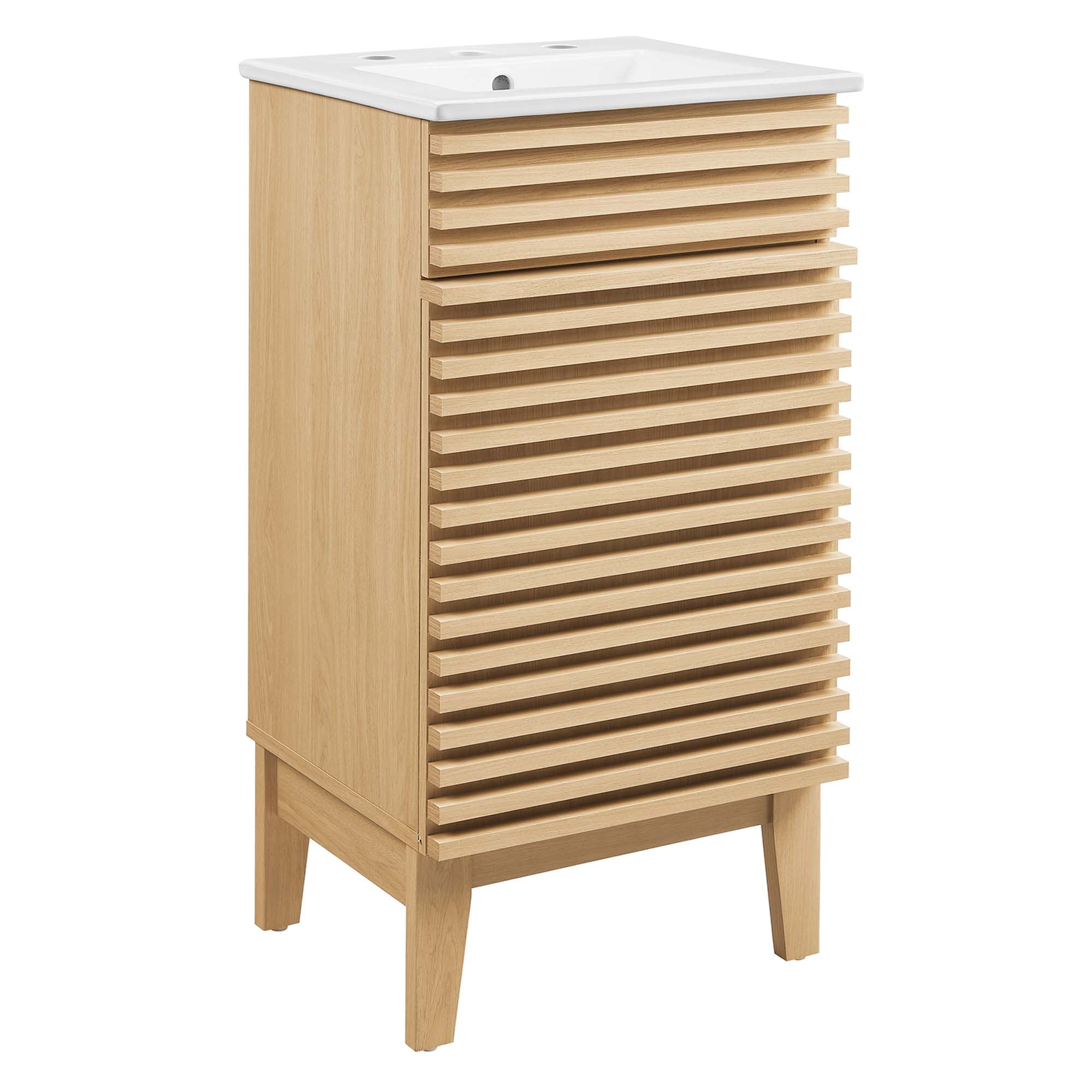 Render 18" and 24" Bathroom Vanities with White Basin Included - EEI-5420-OAK-WHI