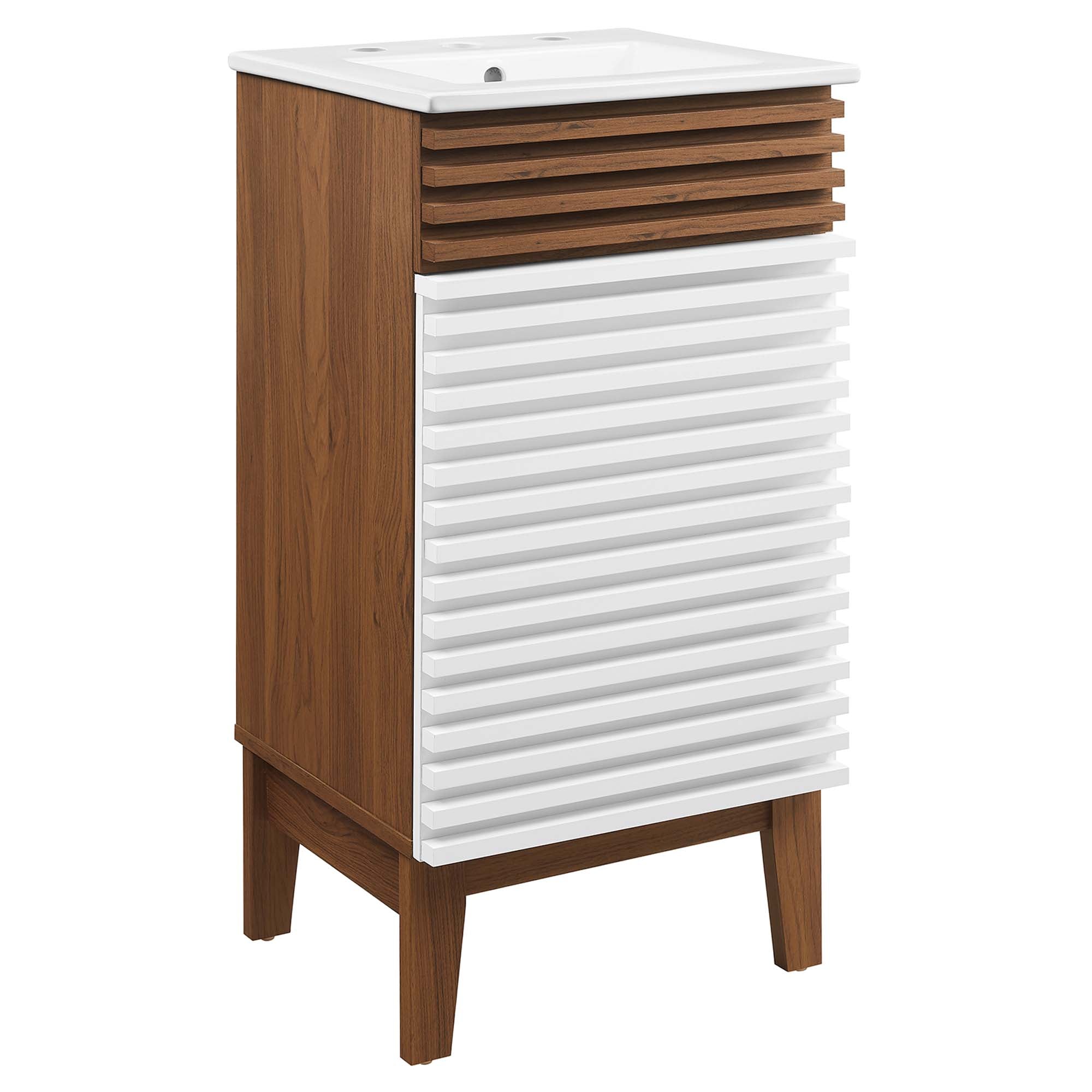 Render 18" and 24" Bathroom Vanities with White Basin Included - EEI-5420-WHI-WAL-WHI