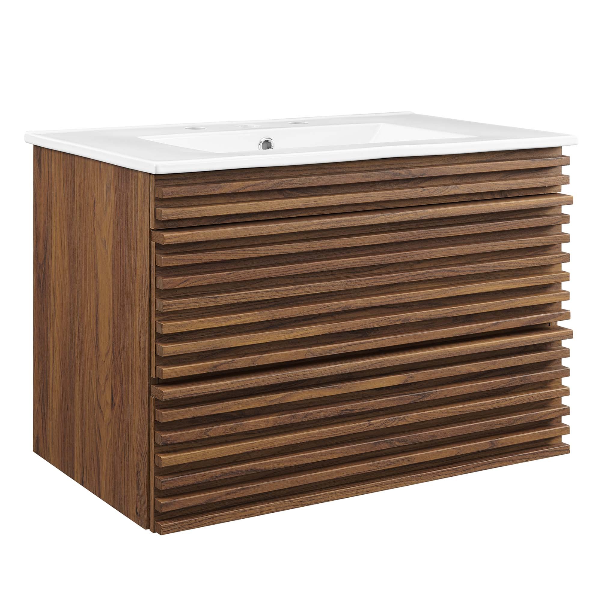 Render Wall-Mount Bathroom Vanity with White Basin Included - EEI-5421-WAL-WHI
