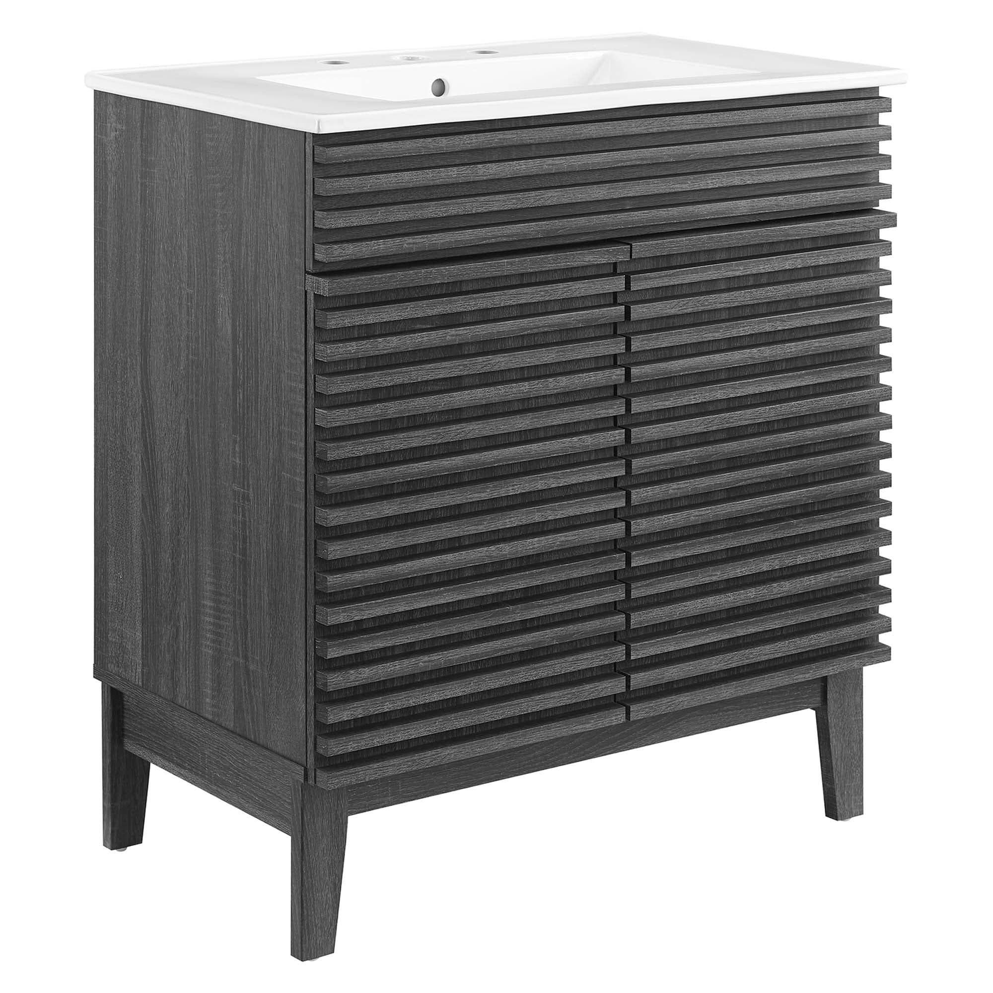 Render 30" and 36" Bathroom Vanities with White Basin Included - EEI-5422-CHA-WHI