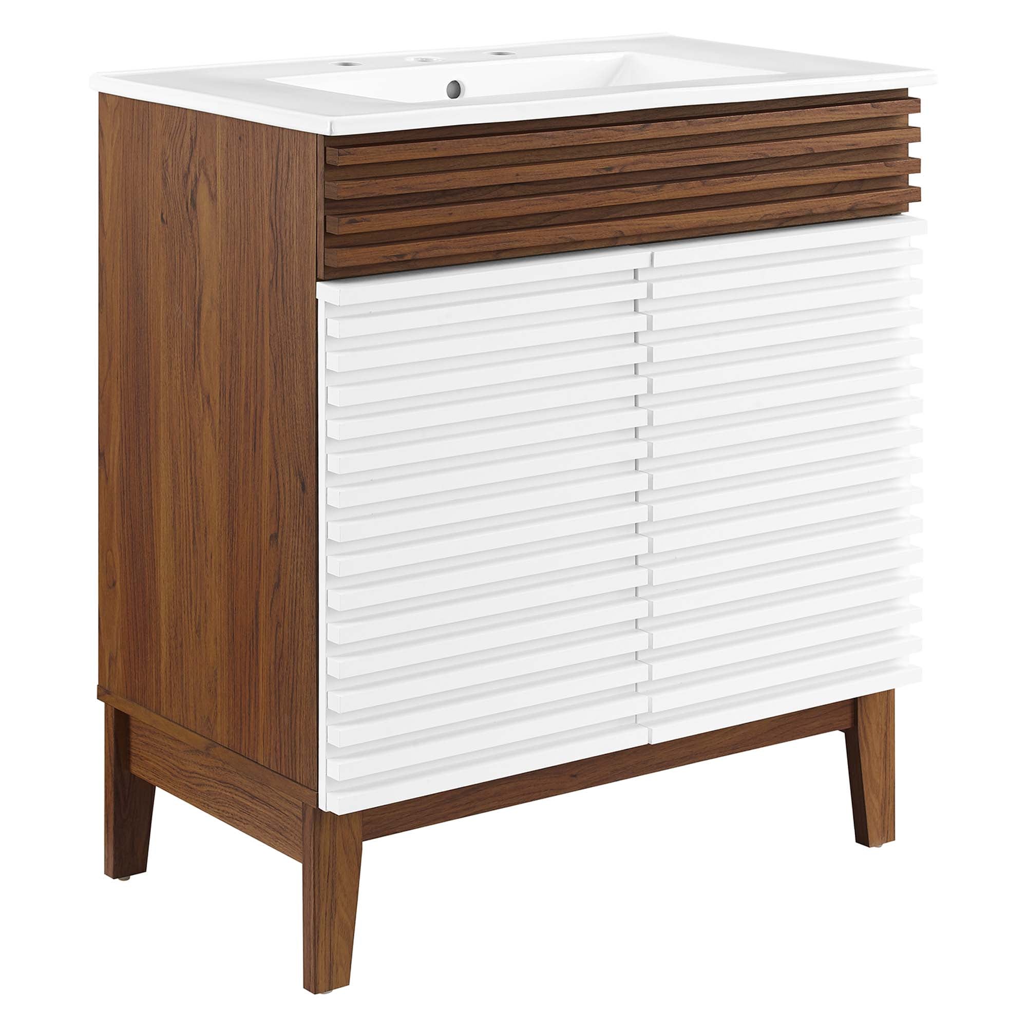 Render 30" and 36" Bathroom Vanities with White Basin Included - EEI-5422-WHI-WAL-WHI