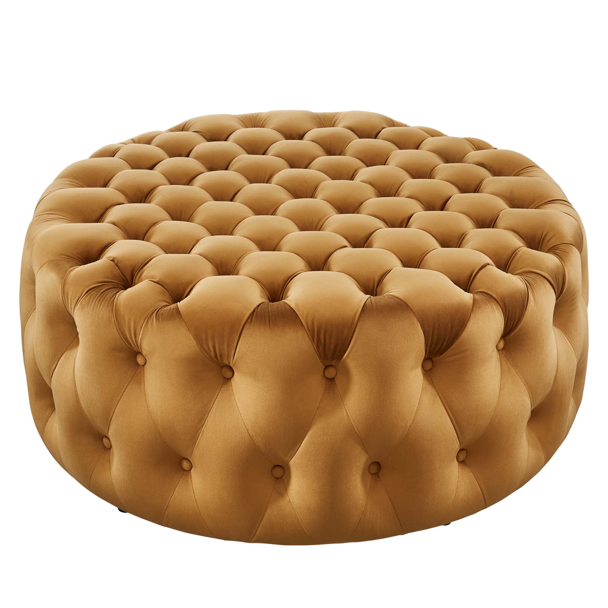 Amour Tufted Button Large Round Performance Velvet Ottoman - EEI-5469-COG