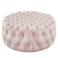 Amour Tufted Button Large Round Performance Velvet Ottoman - EEI-5469-PNK