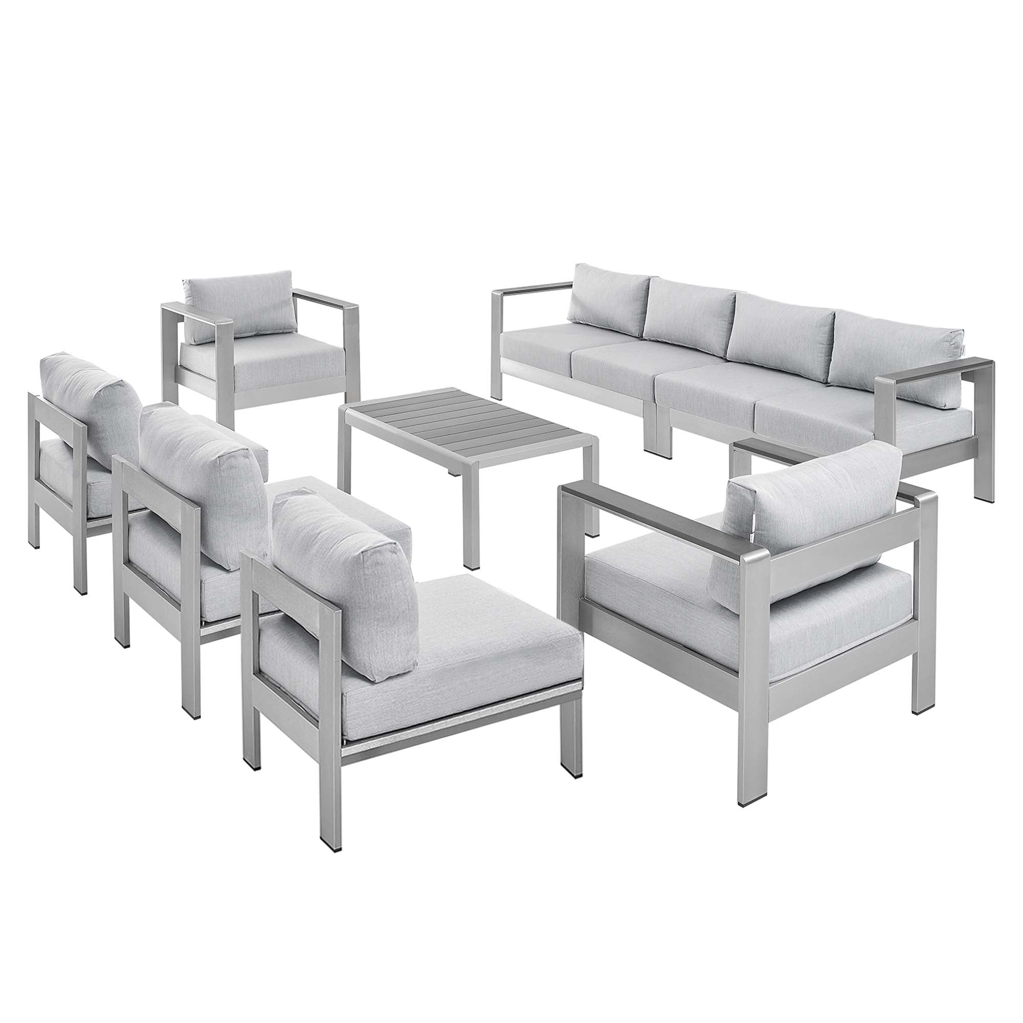 outdoor 8 Piece Sunbrella® Fabric Outdoor Patio Aluminum Sectional Sofa Set