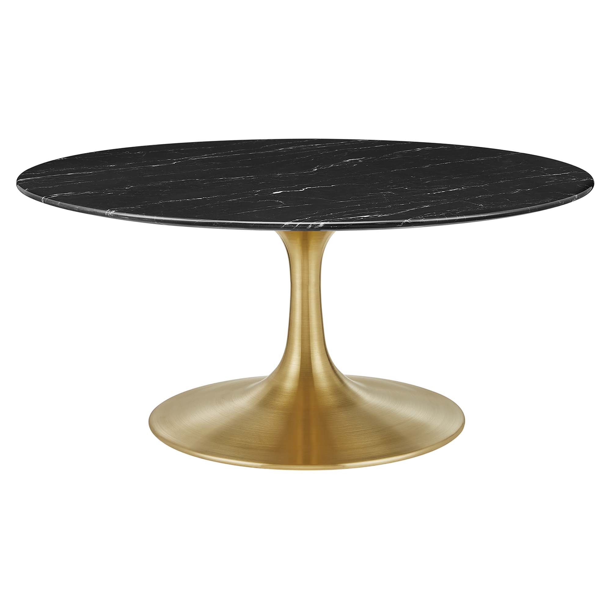 Lippa Round Artificial Marble Coffee Table - EEI-5521-GLD-BLK