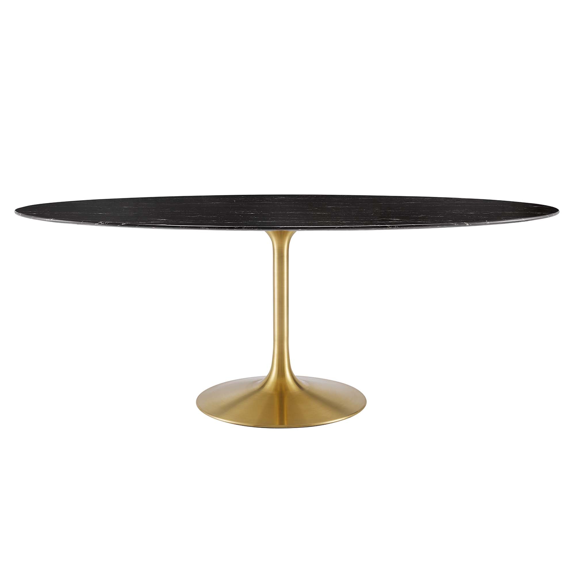 Lippa Oval Artificial Marble Dining Table - EEI-5528-GLD-BLK