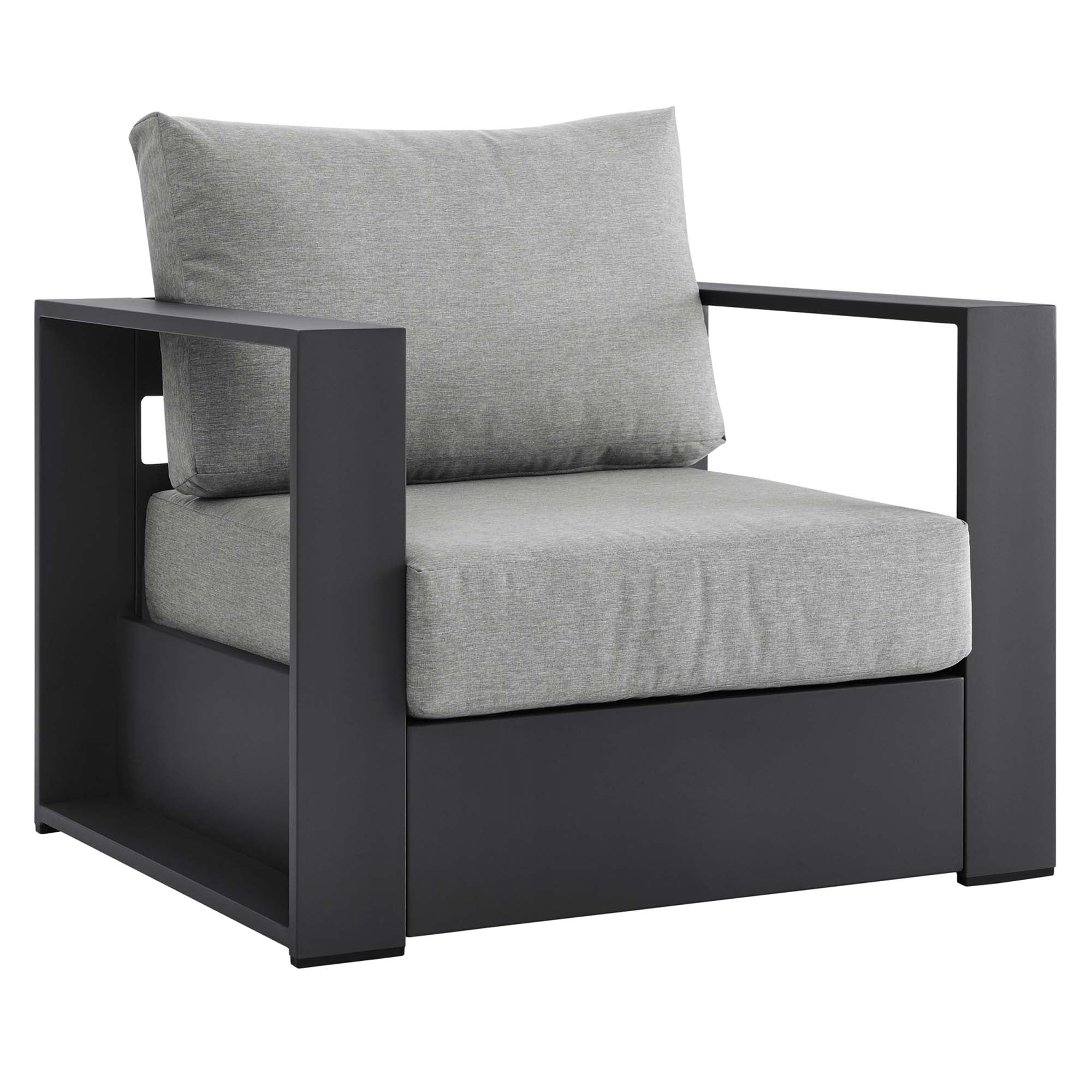 Tahoe Outdoor Patio Powder-Coated Aluminum Armchair - EEI-5675-GRY-GRY
