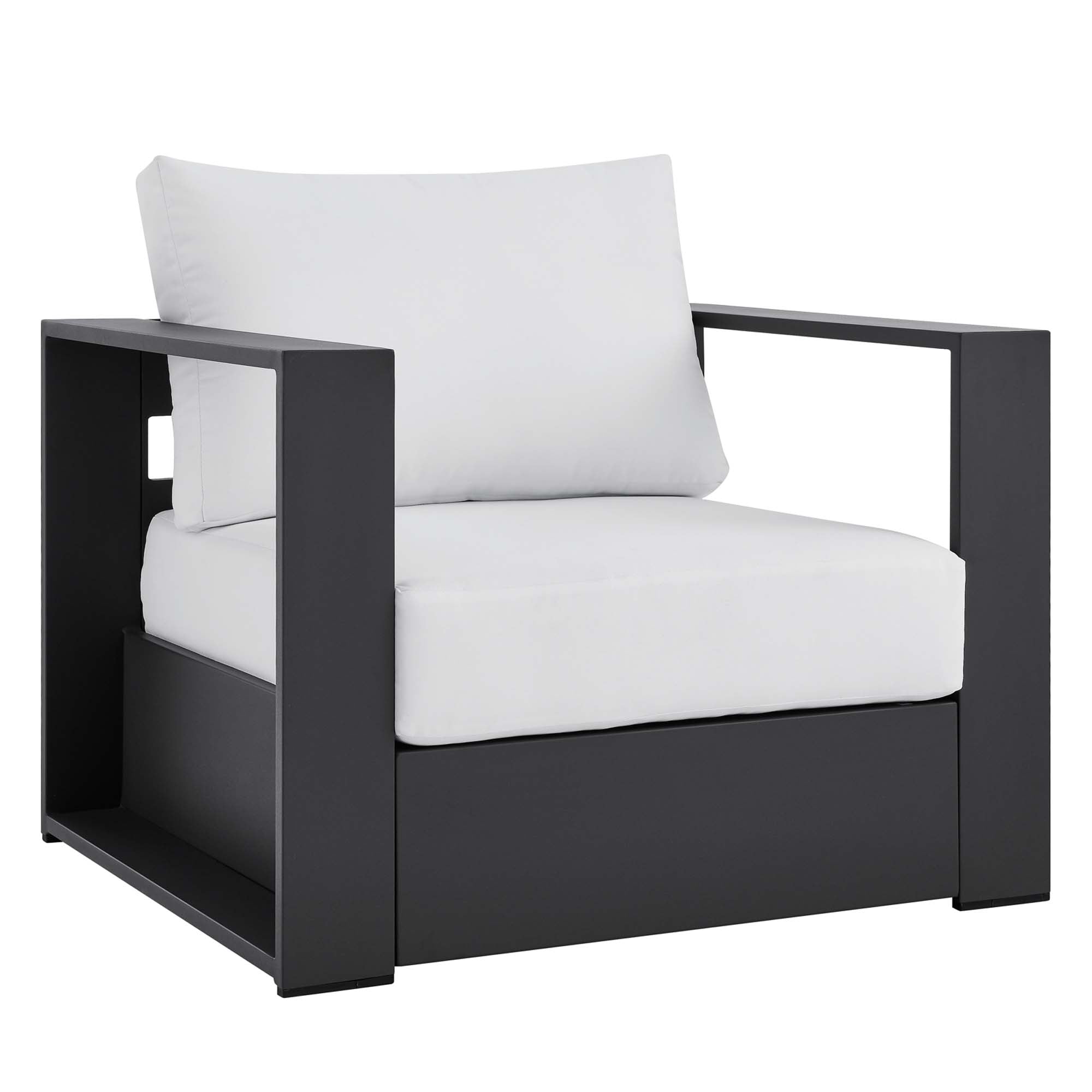 Tahoe Outdoor Patio Powder-Coated Aluminum Armchair - EEI-5675-GRY-WHI