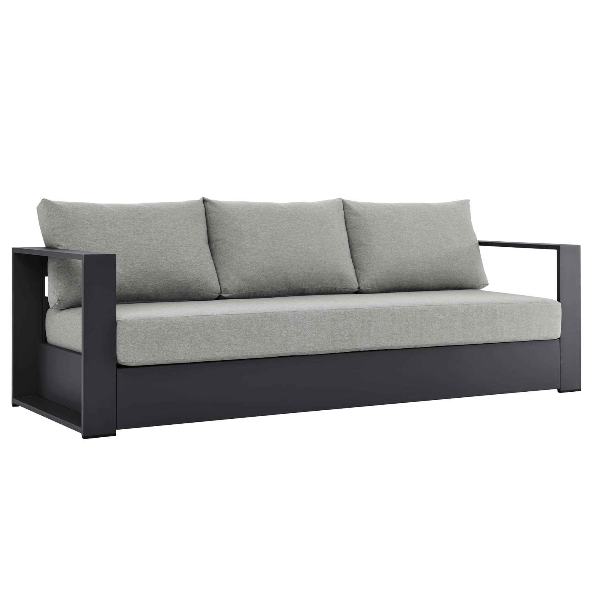 Tahoe Outdoor Patio Powder-Coated Aluminum Sofa - EEI-5676-GRY-GRY