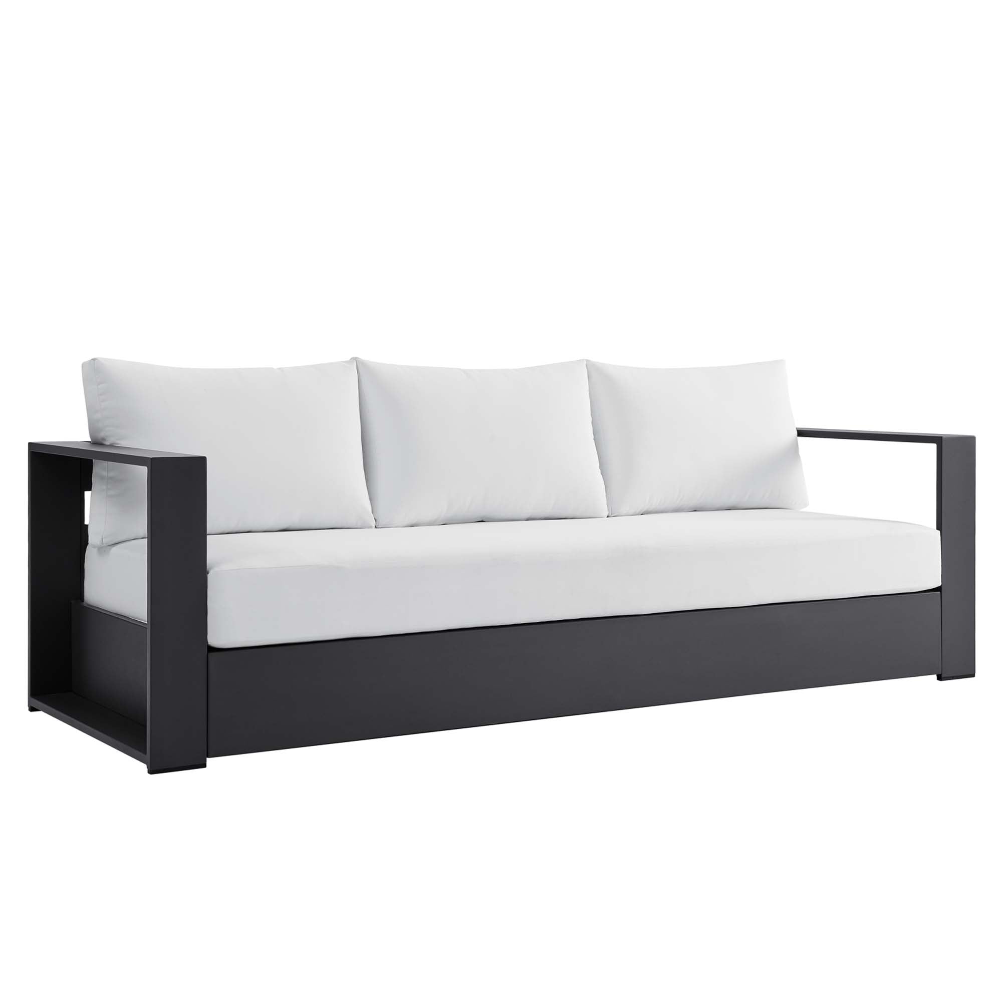Tahoe Outdoor Patio Powder-Coated Aluminum Sofa - EEI-5676-GRY-WHI