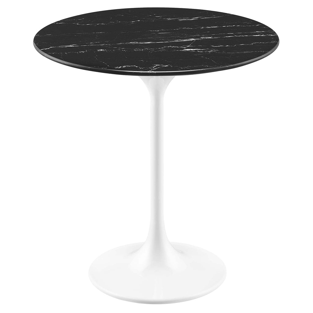 Lippa Round Artificial Marble Side Table - EEI-5680-WHI-BLK