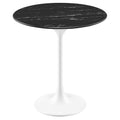 Lippa Round Artificial Marble Side Table - EEI-5680-WHI-BLK