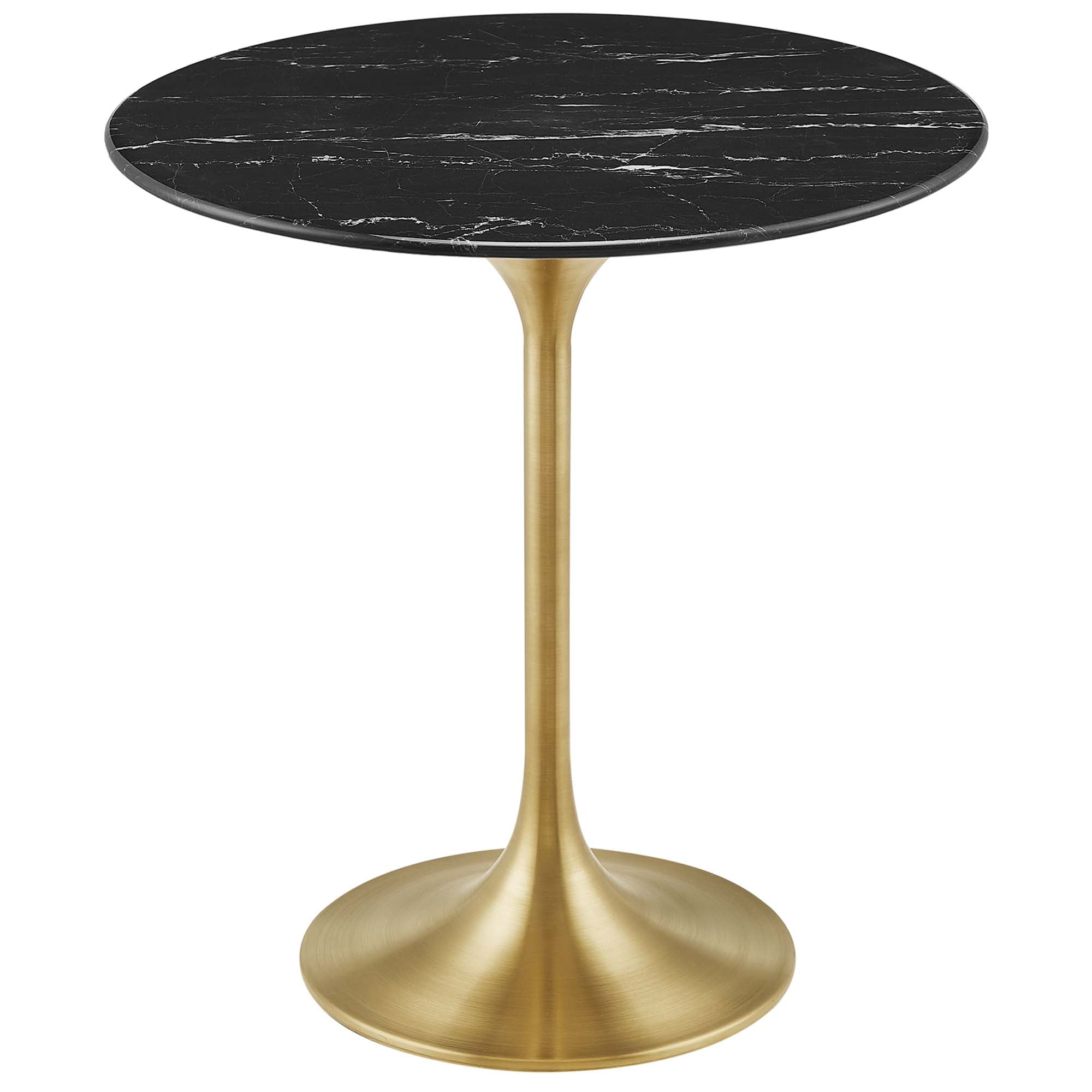 Lippa Round Artificial Marble Side Table - EEI-5685-GLD-BLK
