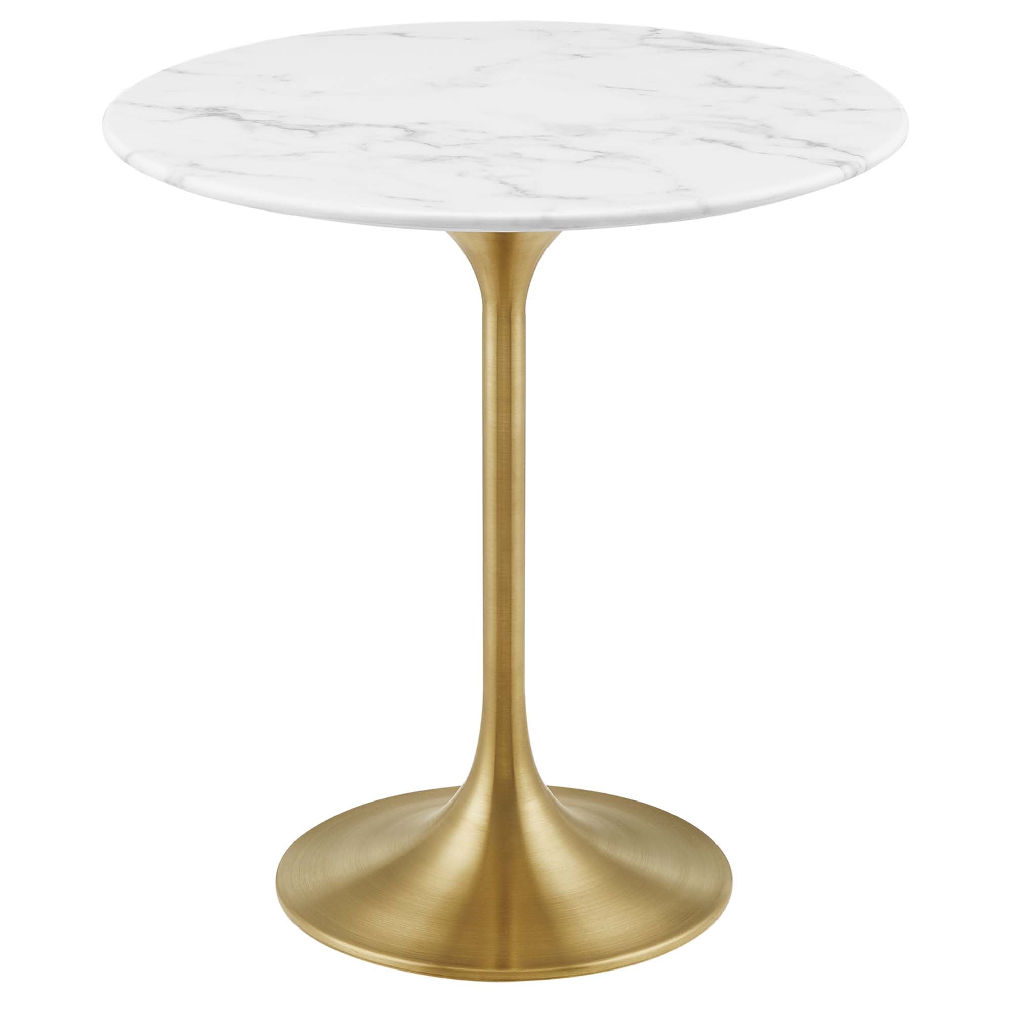 Lippa Round Artificial Marble Side Table - EEI-5685-GLD-WHI