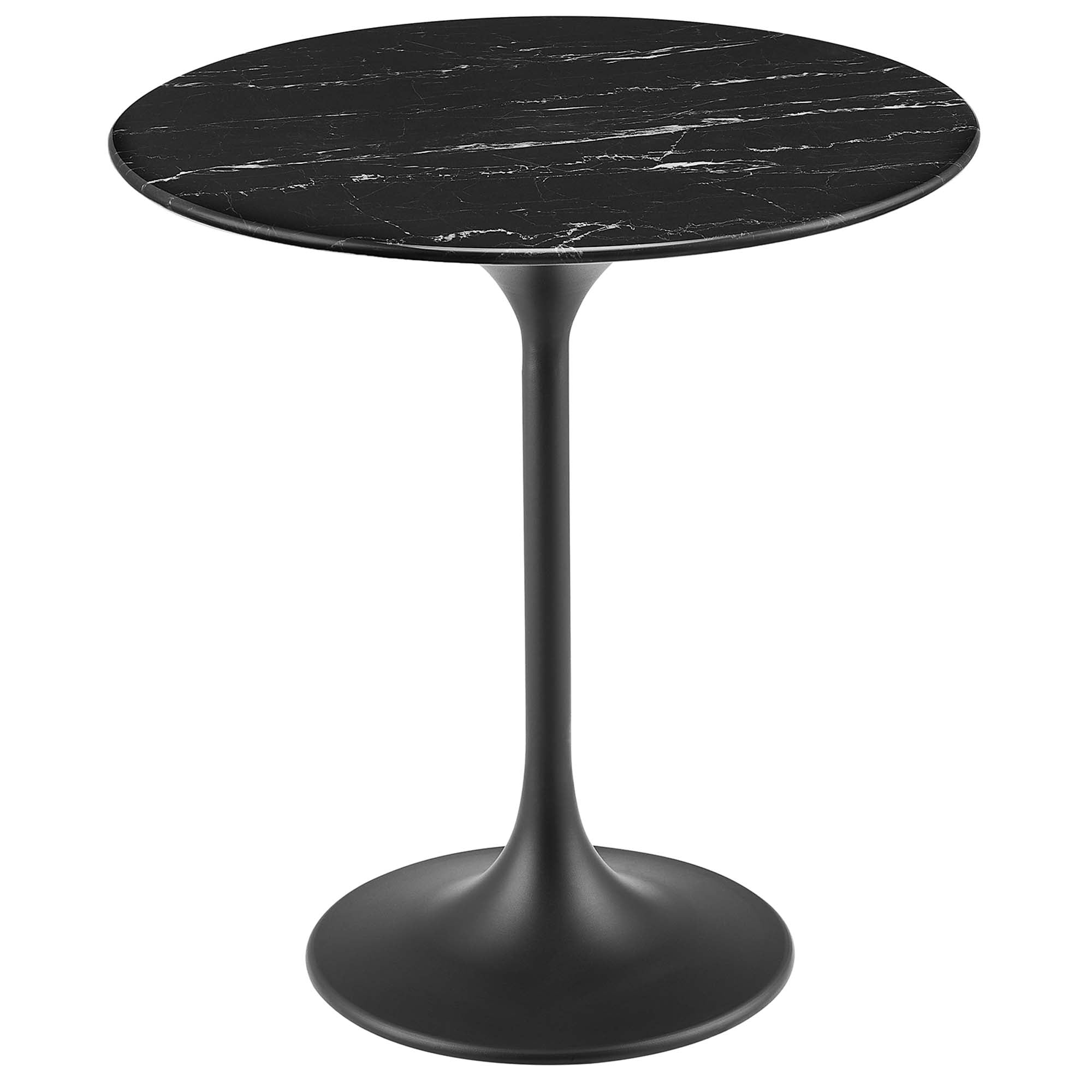 Lippa Round Artificial Marble Side Table - EEI-5690-BLK-BLK