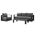 Tahoe 3-Piece Outdoor Patio Powder-Coated Aluminum Set - EEI-5748-GRY-CHA