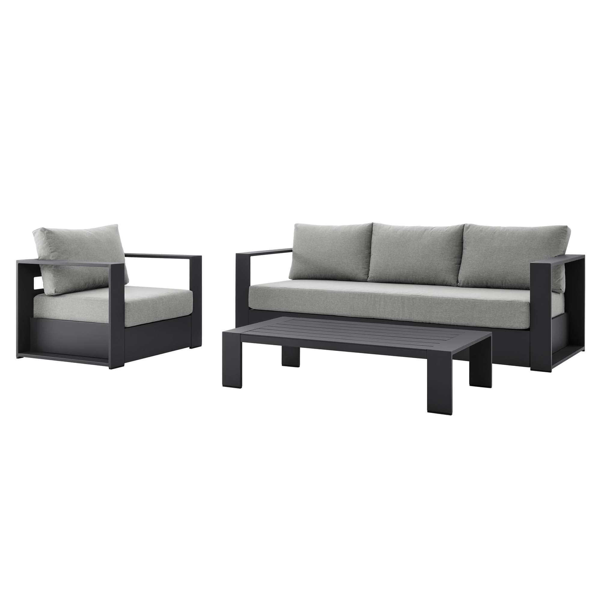 Tahoe 3-Piece Outdoor Patio Powder-Coated Aluminum Set - EEI-5748-GRY-GRY