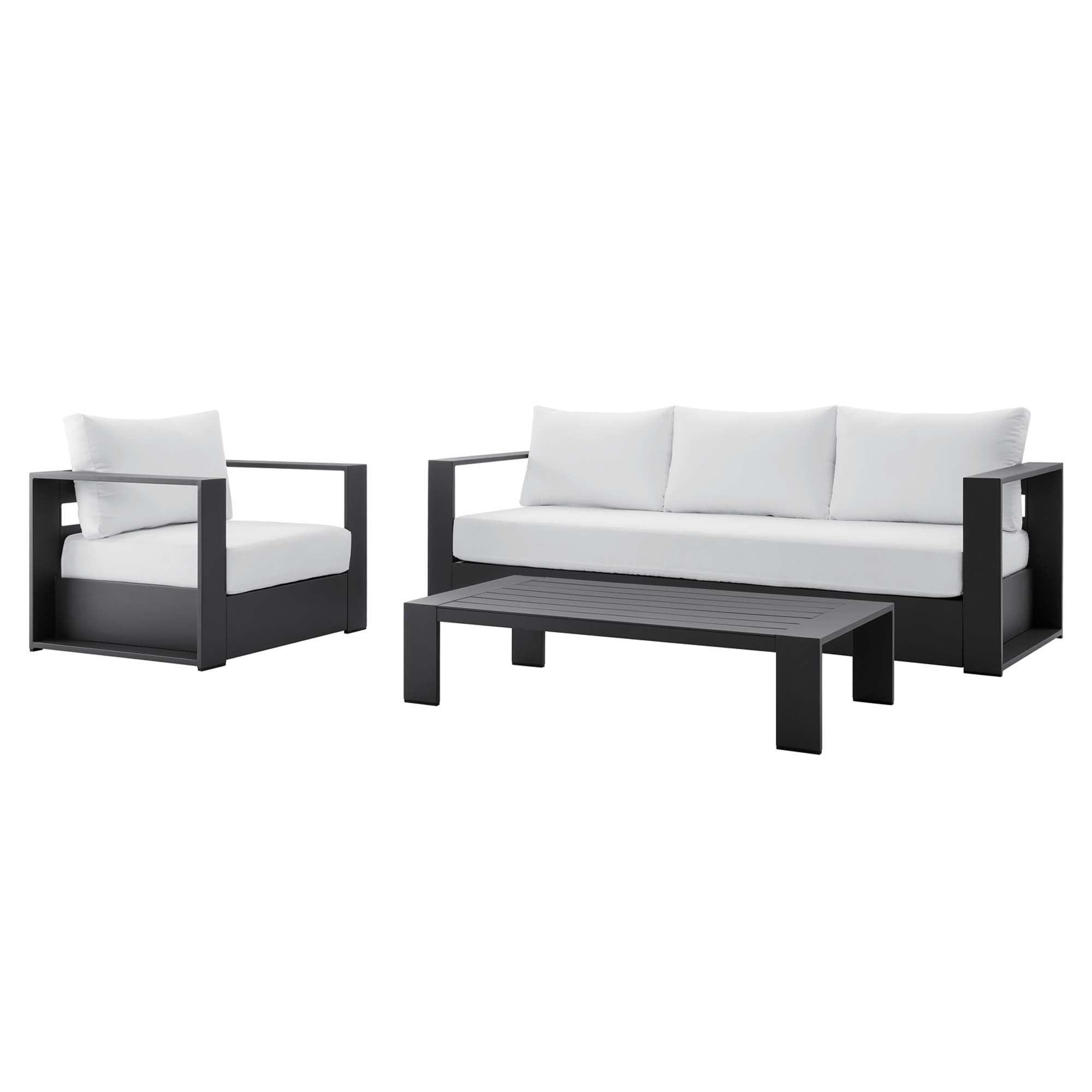 Tahoe 3-Piece Outdoor Patio Powder-Coated Aluminum Set - EEI-5748-GRY-WHI