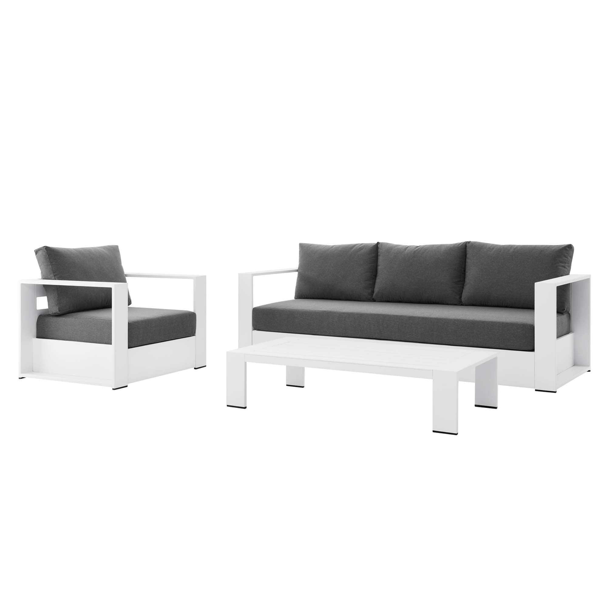 Tahoe 3-Piece Outdoor Patio Powder-Coated Aluminum Set - EEI-5748-WHI-CHA