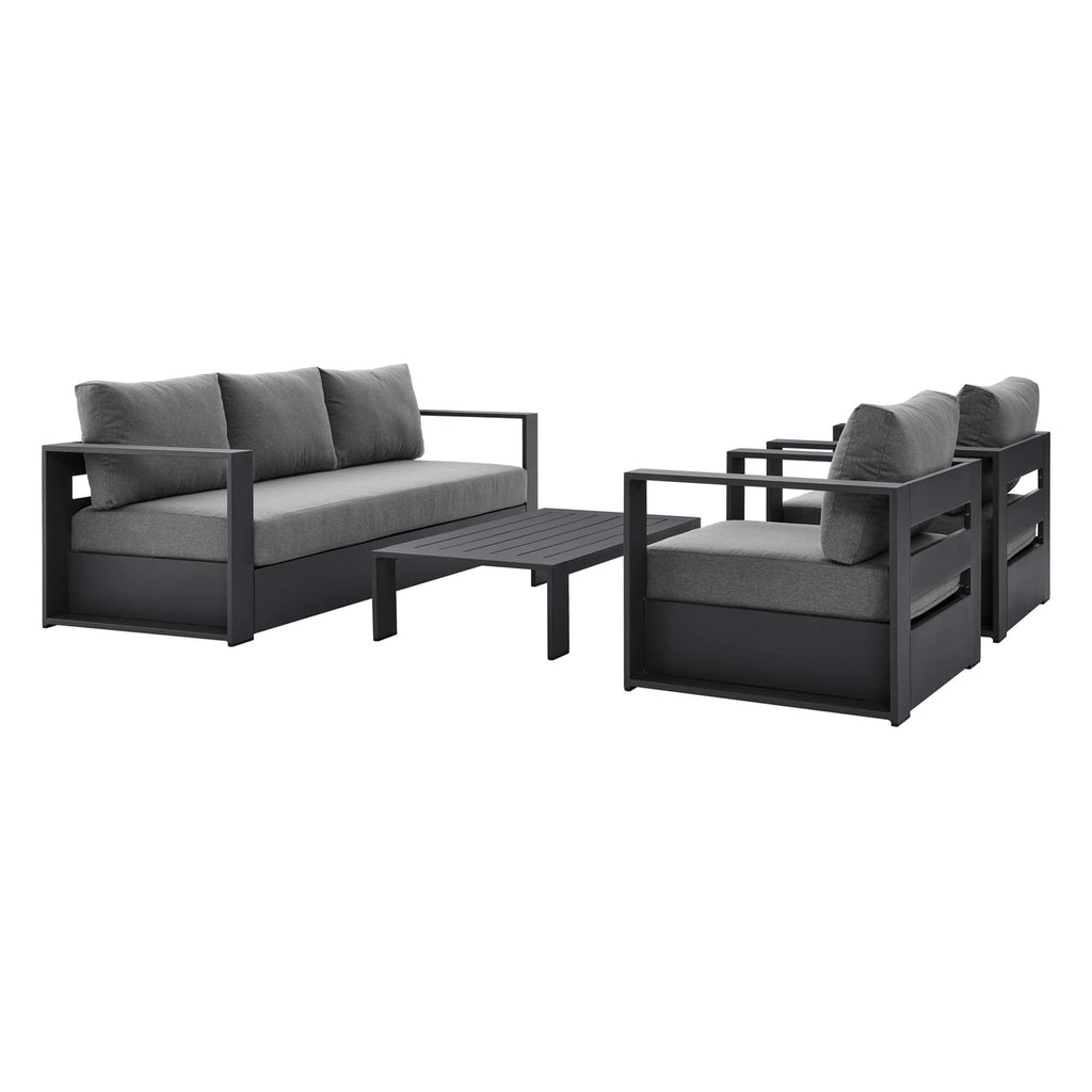 Tahoe 4-Piece Outdoor Patio Powder-Coated Aluminum Set - EEI-5749-GRY-CHA