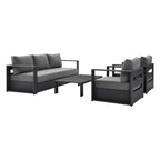 Tahoe 4-Piece Outdoor Patio Powder-Coated Aluminum Set - EEI-5749-GRY-CHA