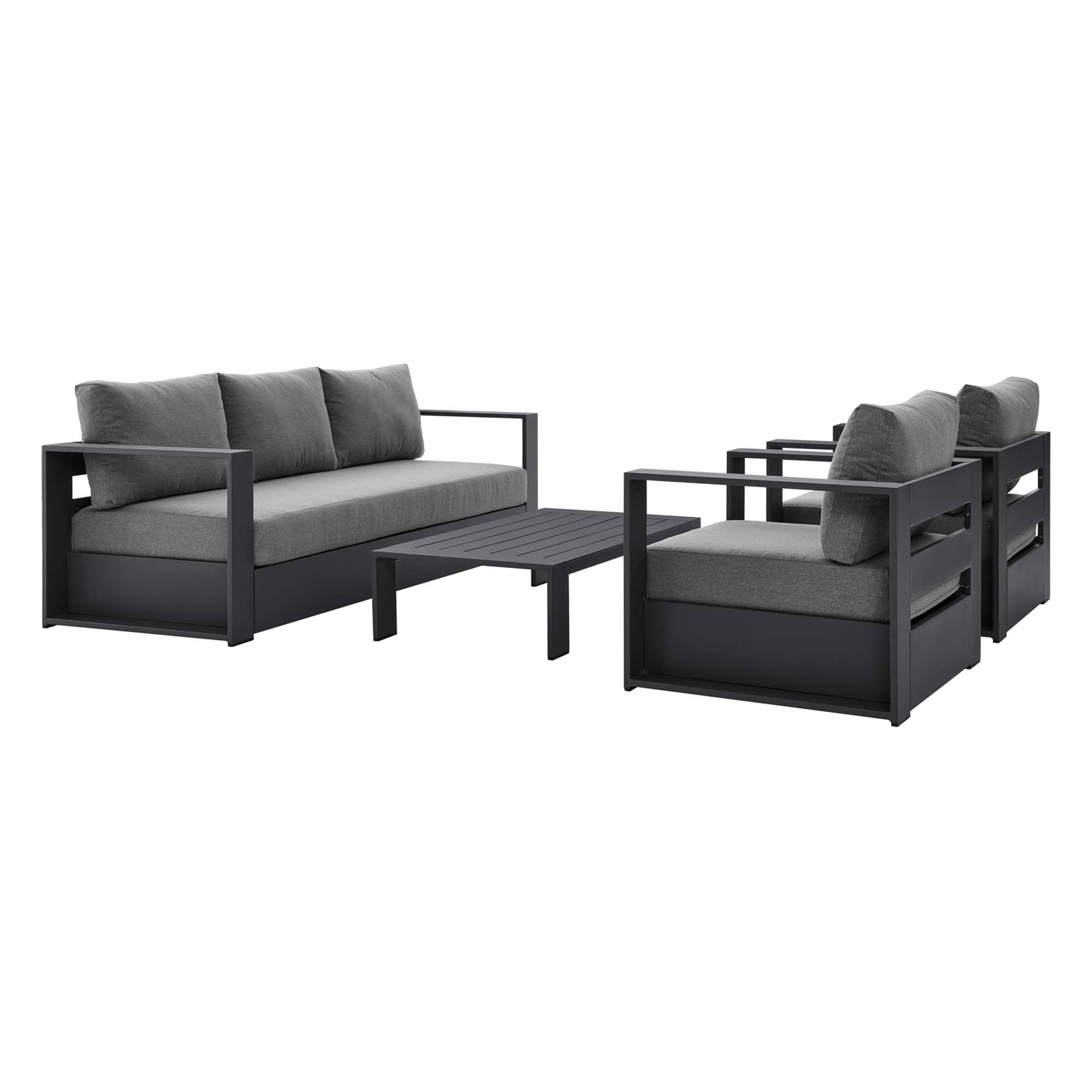 Tahoe 4-Piece Outdoor Patio Powder-Coated Aluminum Set - EEI-5749-GRY-CHA