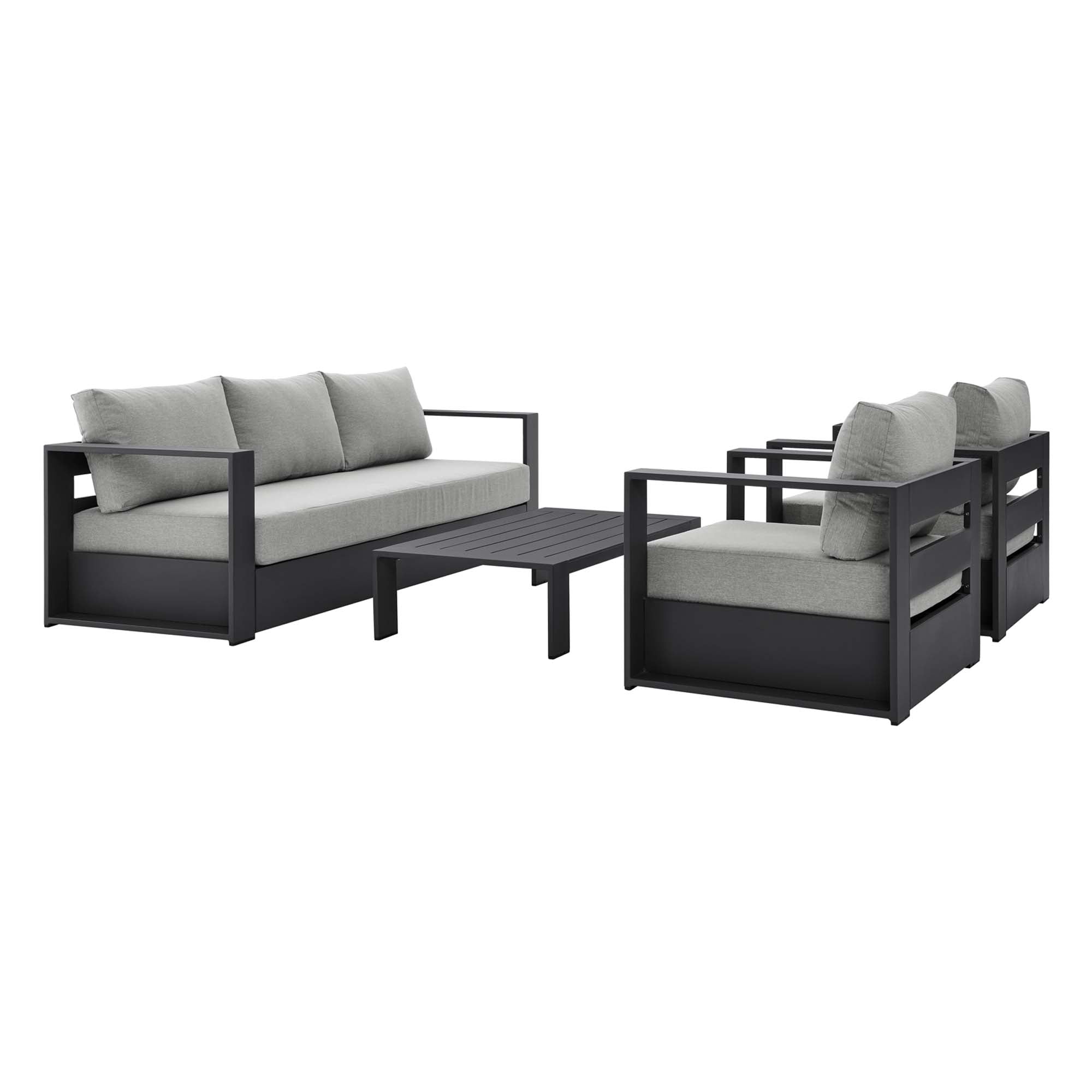 Tahoe 4-Piece Outdoor Patio Powder-Coated Aluminum Set - EEI-5749-GRY-GRY