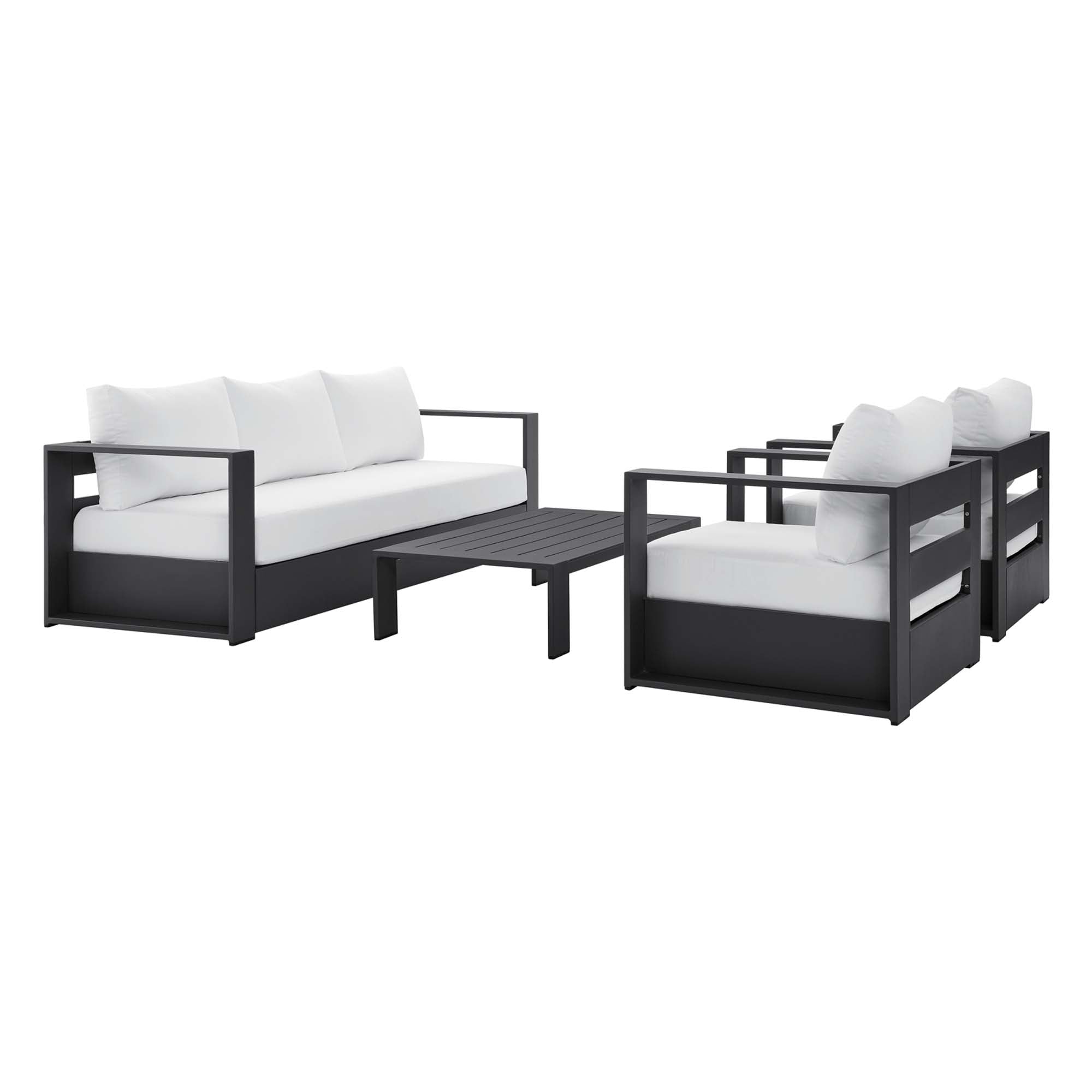 Tahoe 4-Piece Outdoor Patio Powder-Coated Aluminum Set - EEI-5749-GRY-WHI
