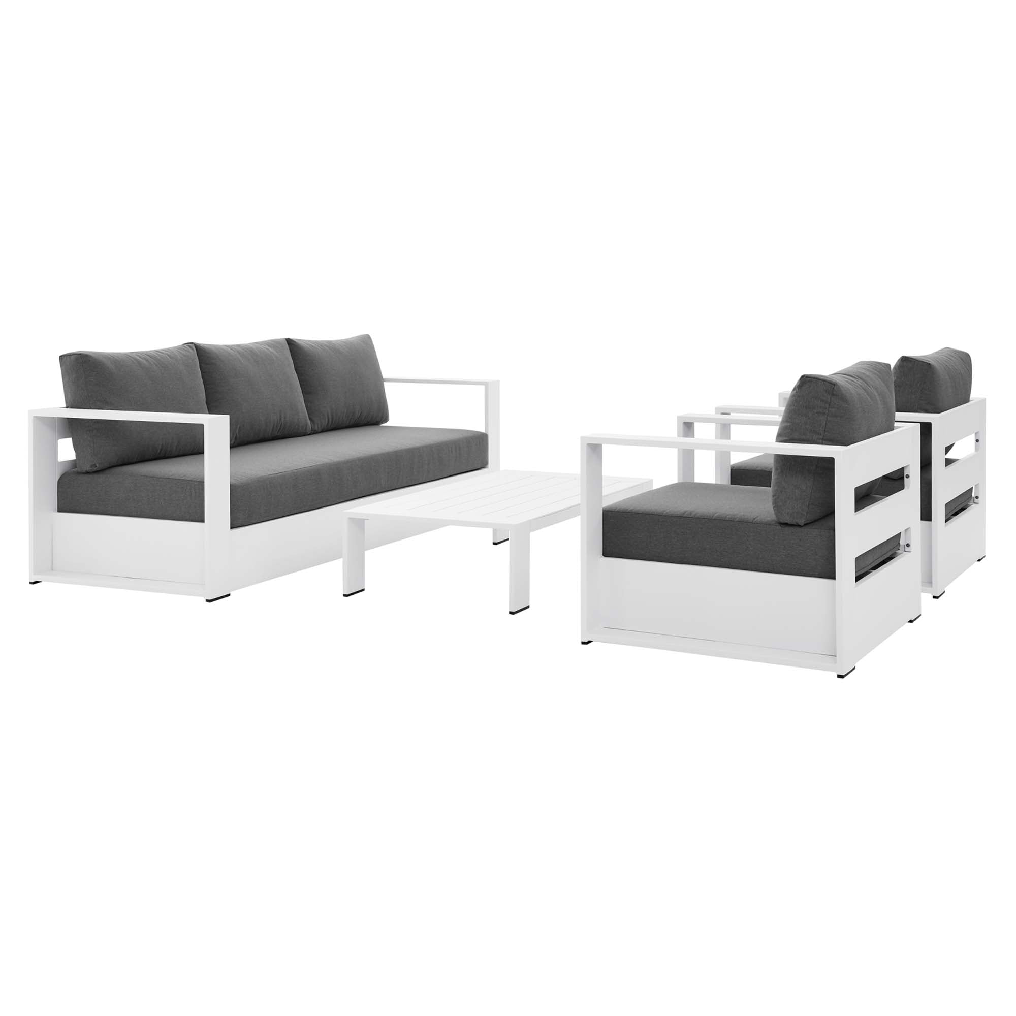 Tahoe 4-Piece Outdoor Patio Powder-Coated Aluminum Set - EEI-5749-WHI-CHA