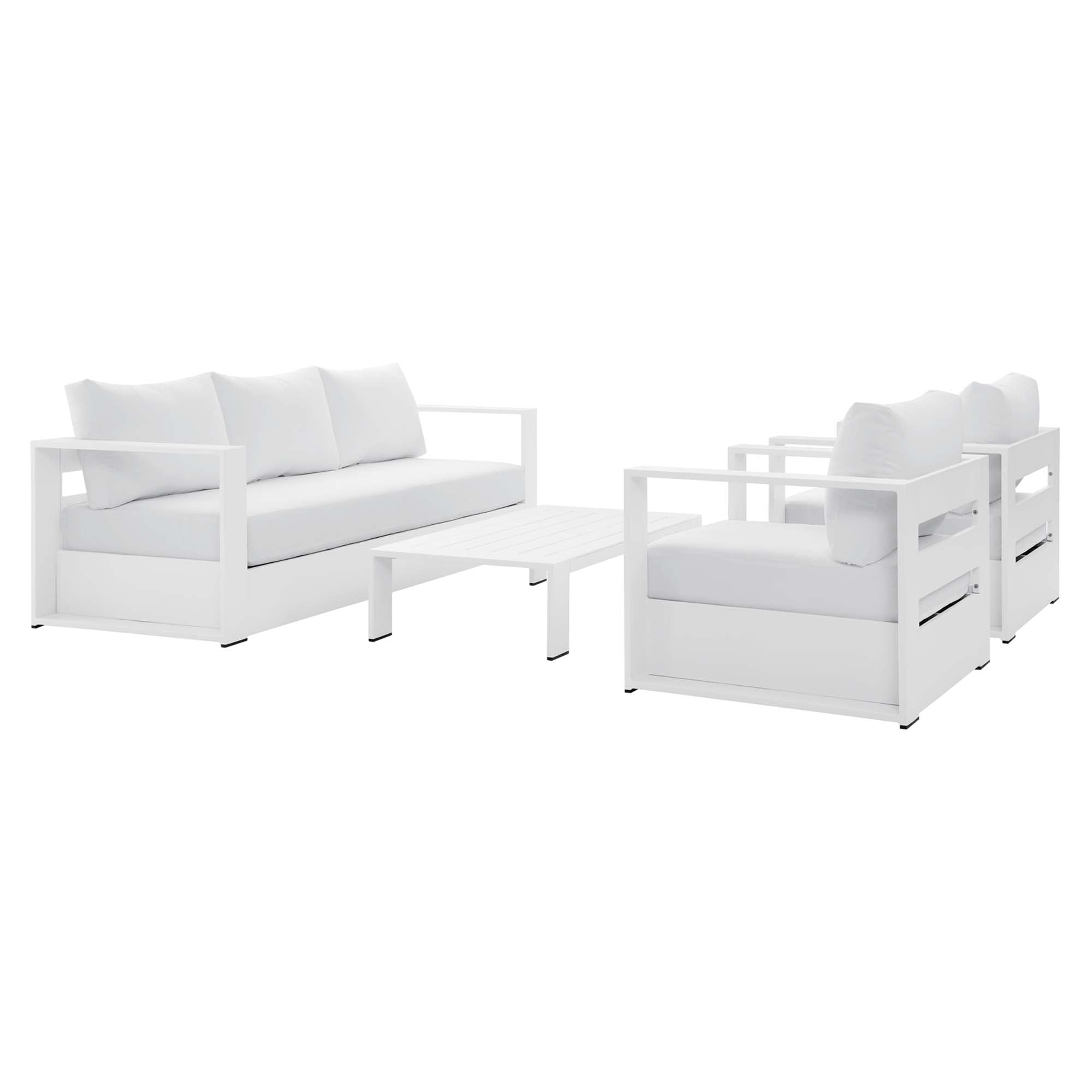 Tahoe 4-Piece Outdoor Patio Powder-Coated Aluminum Set - EEI-5749-WHI-WHI