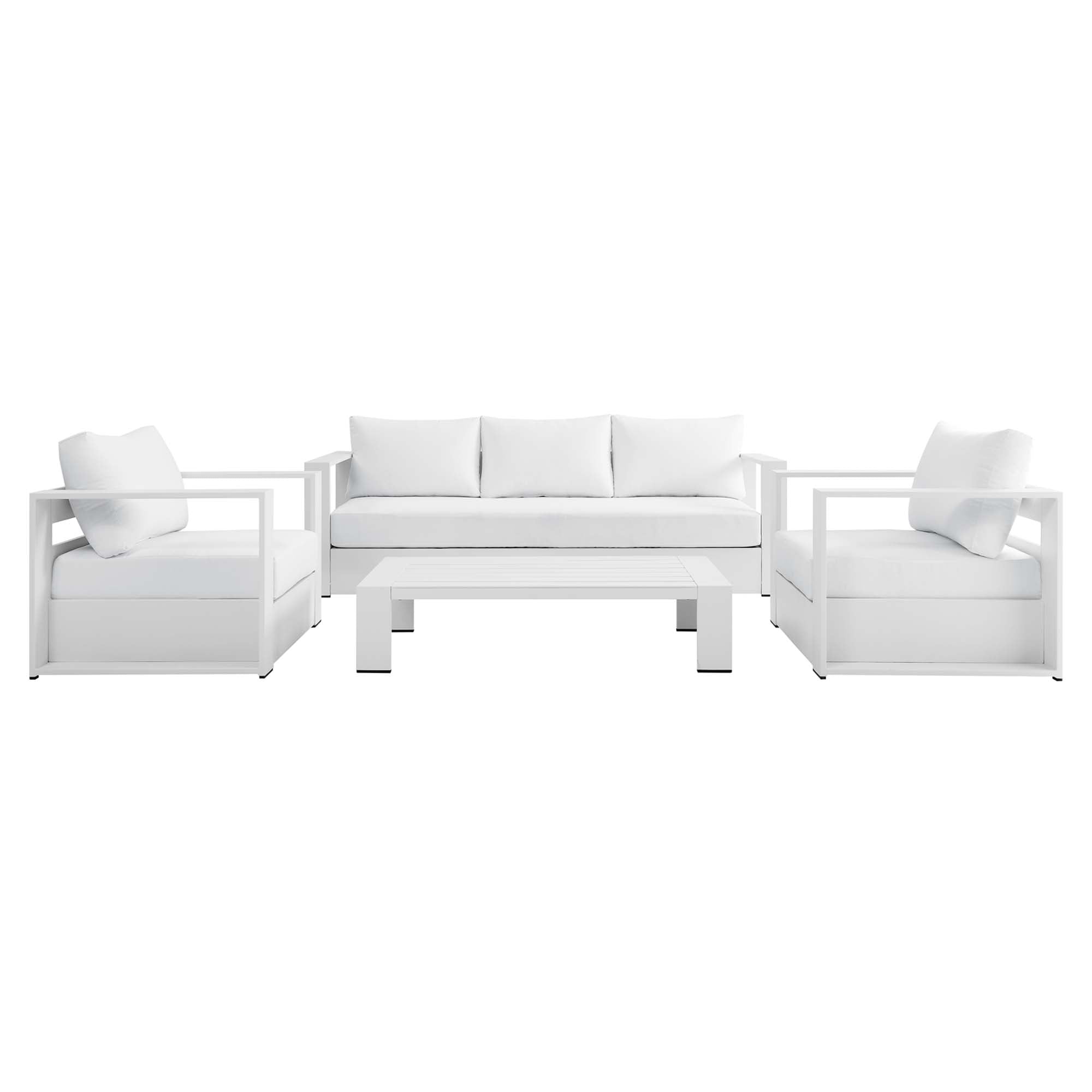 modern 4-Piece Outdoor Patio Powder-Coated Aluminum Set