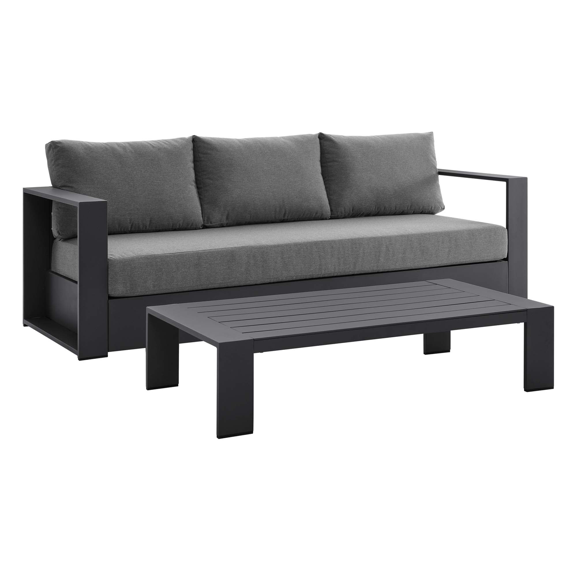 Tahoe 2-Piece Outdoor Patio Powder-Coated Aluminum Set - EEI-5750-GRY-CHA
