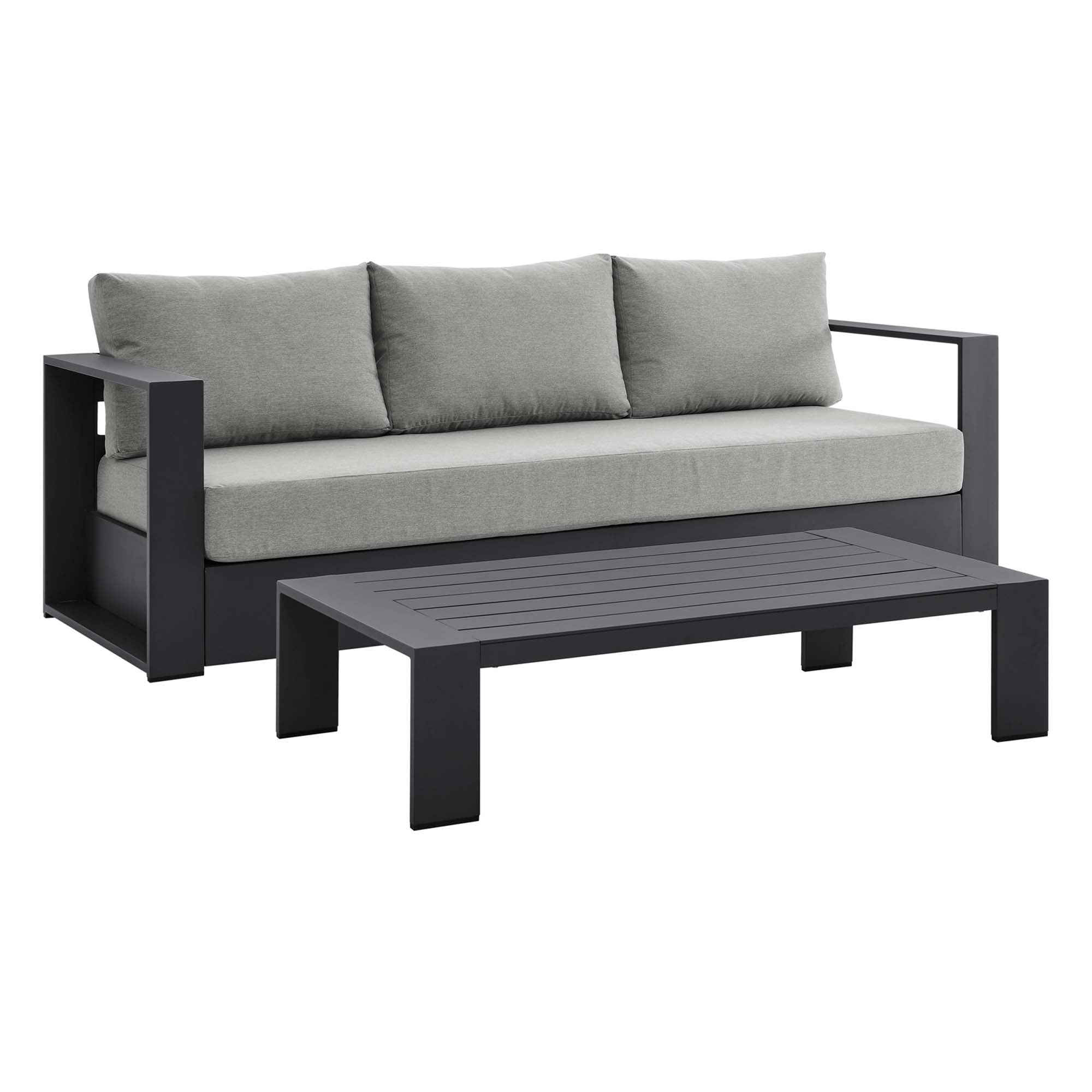 Tahoe 2-Piece Outdoor Patio Powder-Coated Aluminum Set - EEI-5750-GRY-GRY