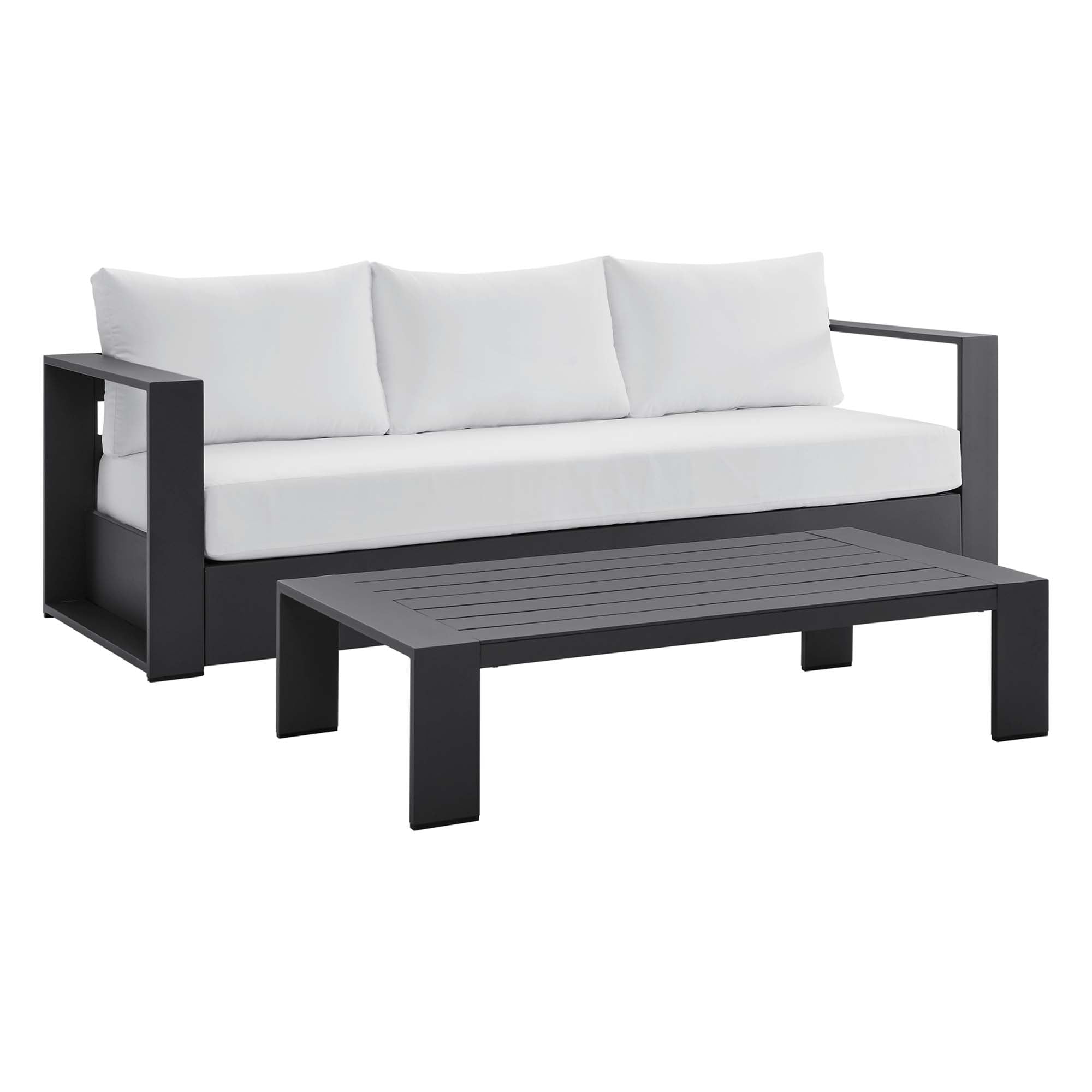 Tahoe 2-Piece Outdoor Patio Powder-Coated Aluminum Set - EEI-5750-GRY-WHI