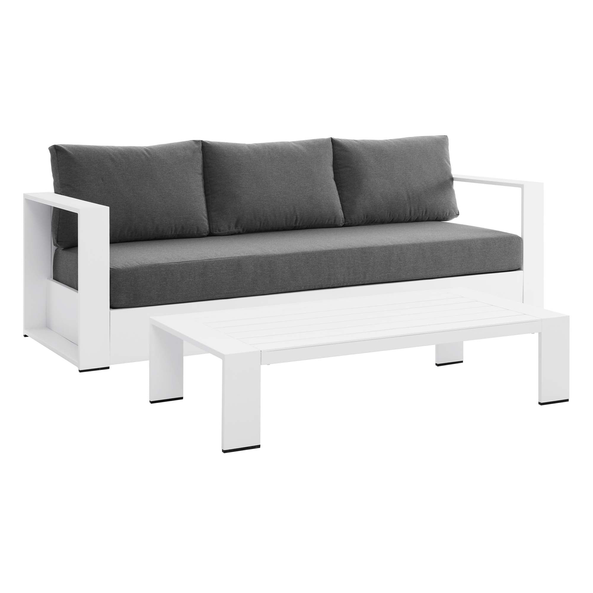 Tahoe 2-Piece Outdoor Patio Powder-Coated Aluminum Set - EEI-5750-WHI-CHA