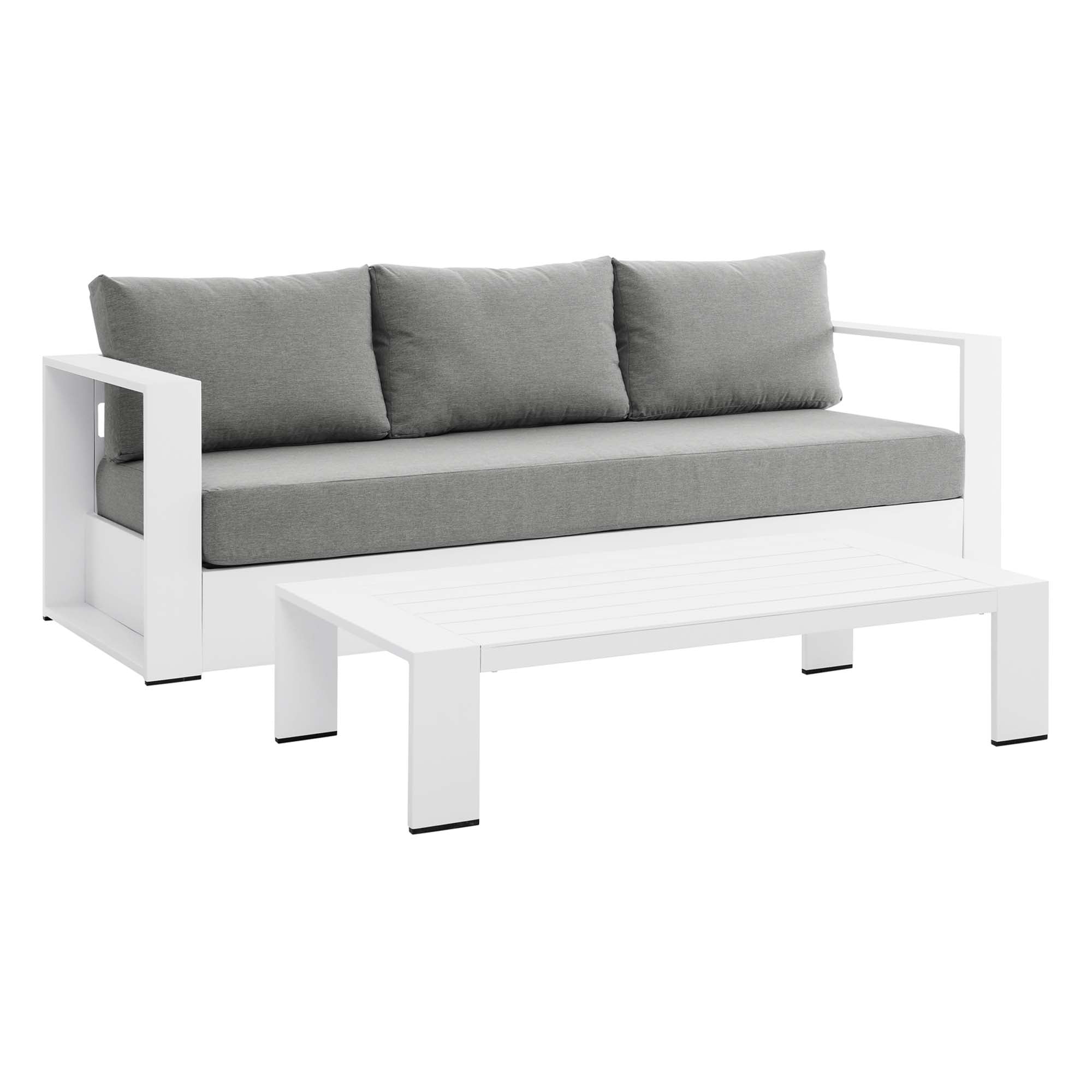 Tahoe 2-Piece Outdoor Patio Powder-Coated Aluminum Set - EEI-5750-WHI-GRY