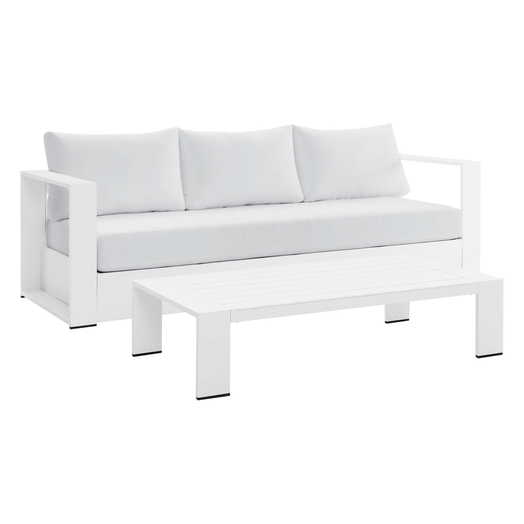 Tahoe 2-Piece Outdoor Patio Powder-Coated Aluminum Set - EEI-5750-WHI-WHI