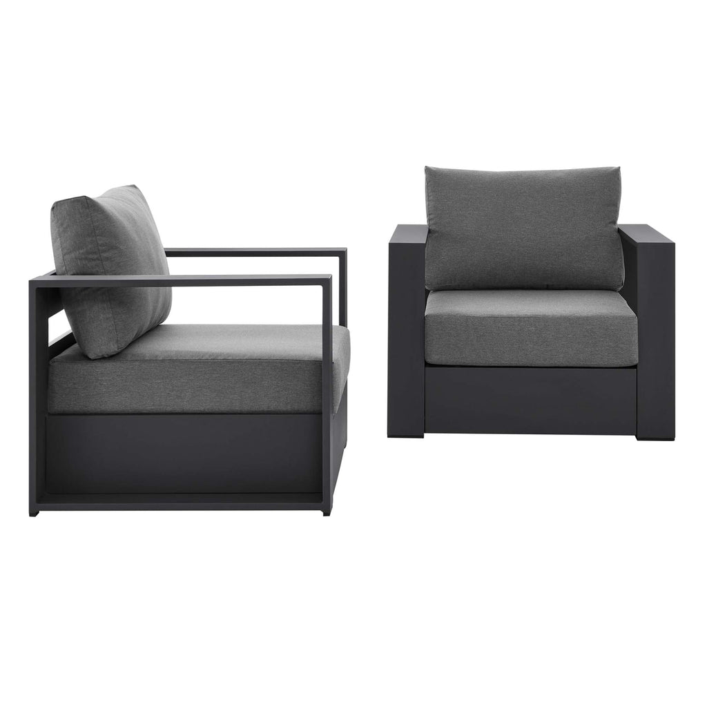 modern 2-Piece Outdoor Patio Powder-Coated Aluminum Armchair Set