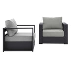 modern 2-Piece Outdoor Patio Powder-Coated Aluminum Armchair Set