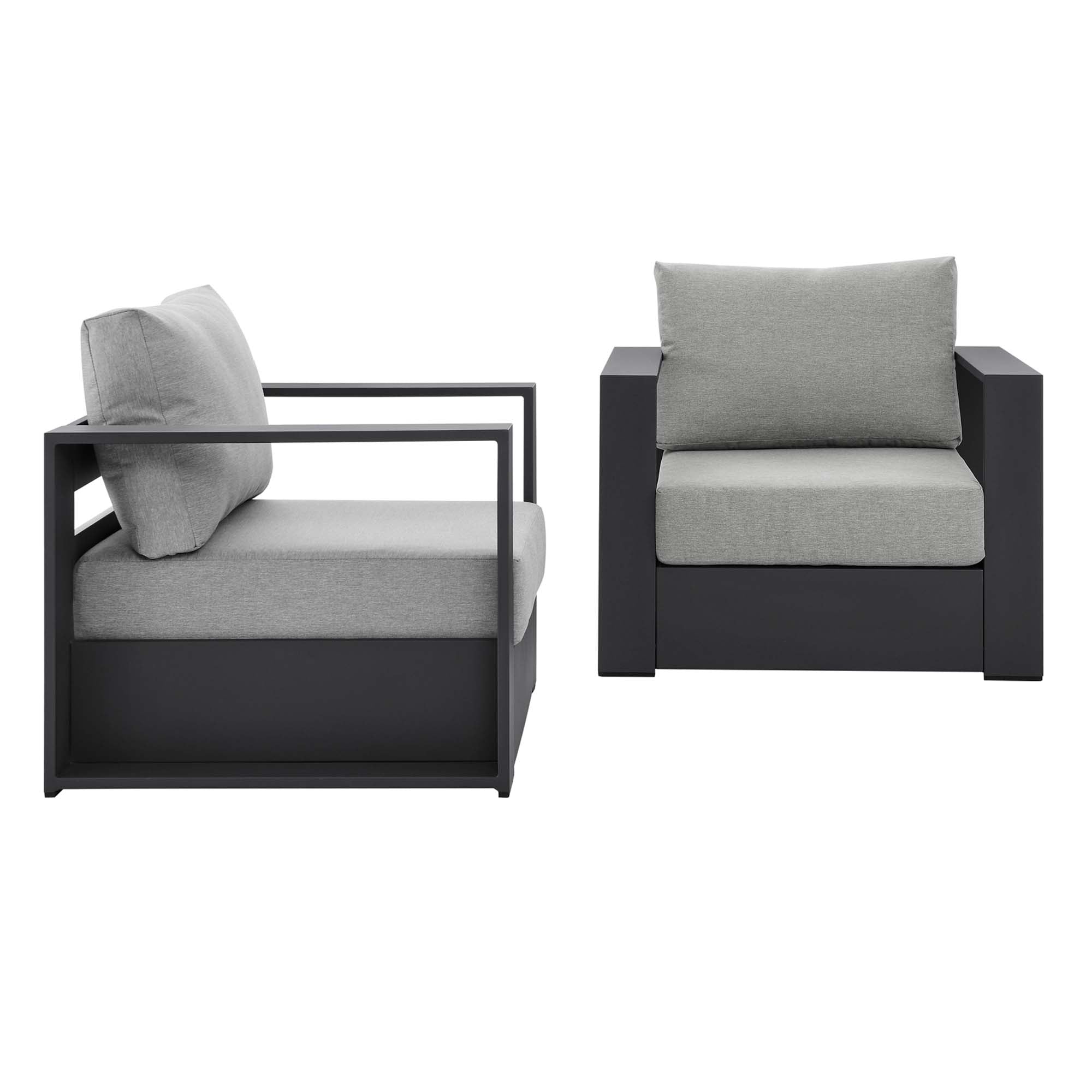 modern 2-Piece Outdoor Patio Powder-Coated Aluminum Armchair Set