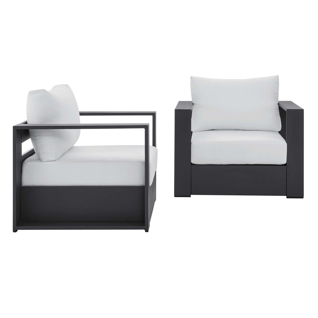 modern 2-Piece Outdoor Patio Powder-Coated Aluminum Armchair Set