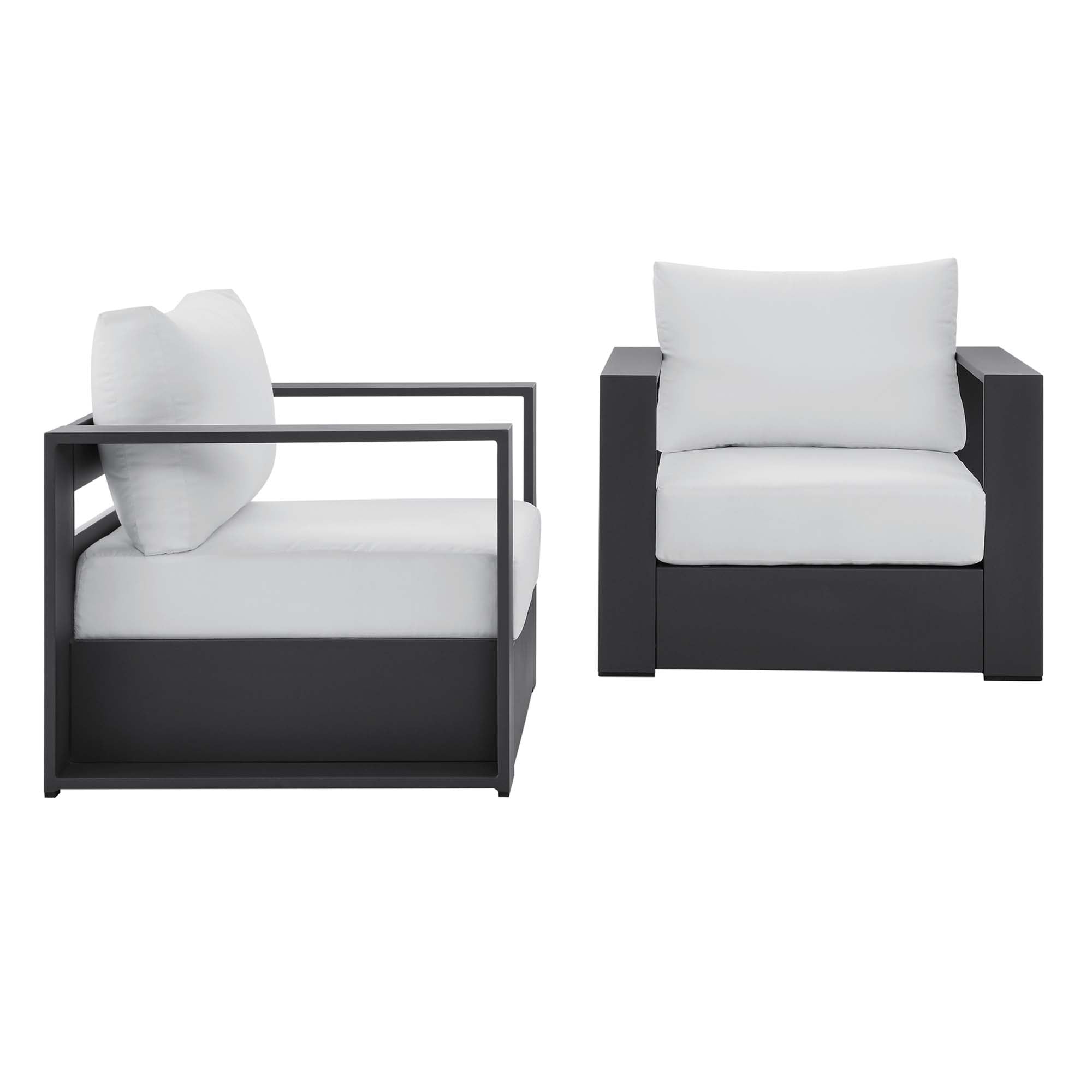 modern 2-Piece Outdoor Patio Powder-Coated Aluminum Armchair Set
