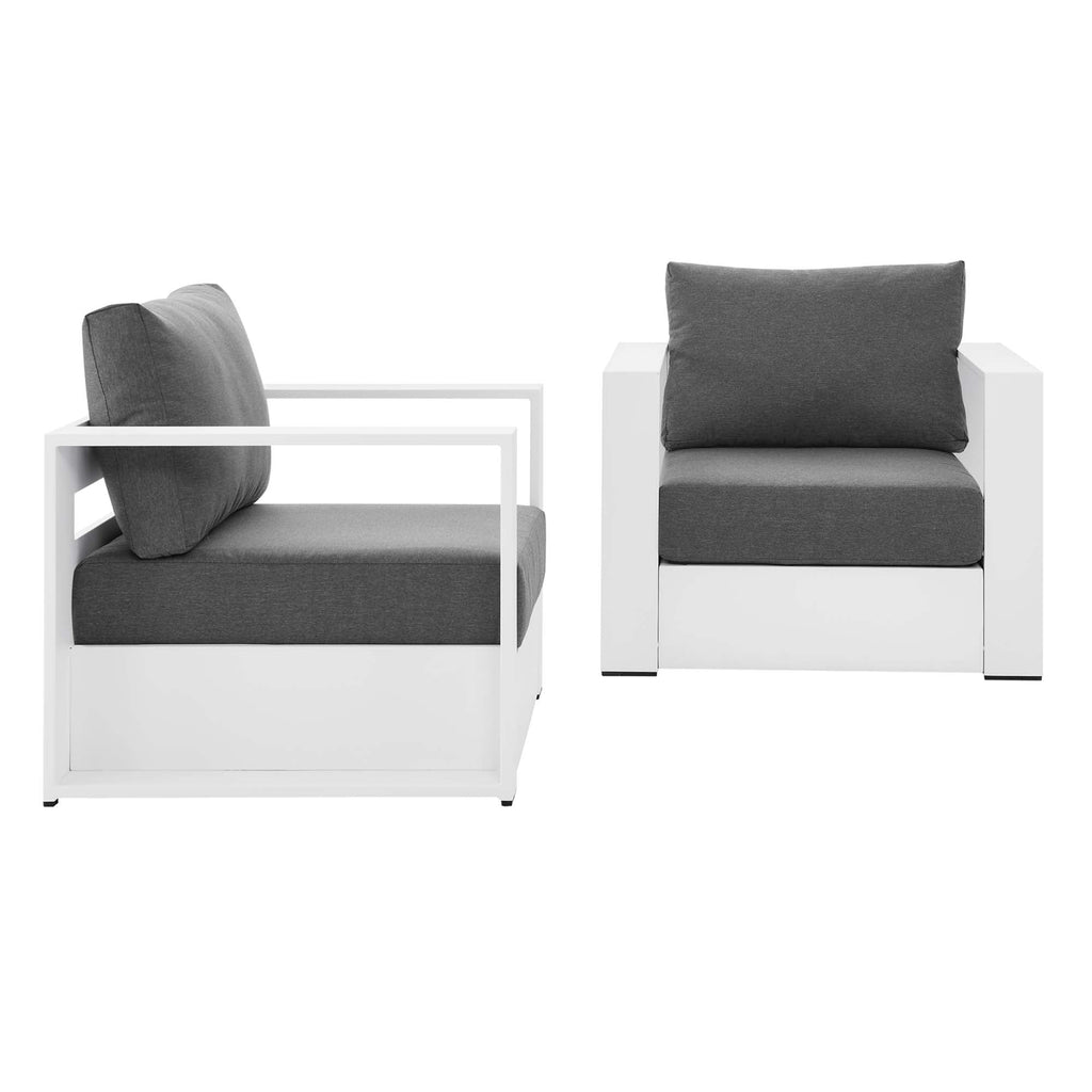 modern 2-Piece Outdoor Patio Powder-Coated Aluminum Armchair Set