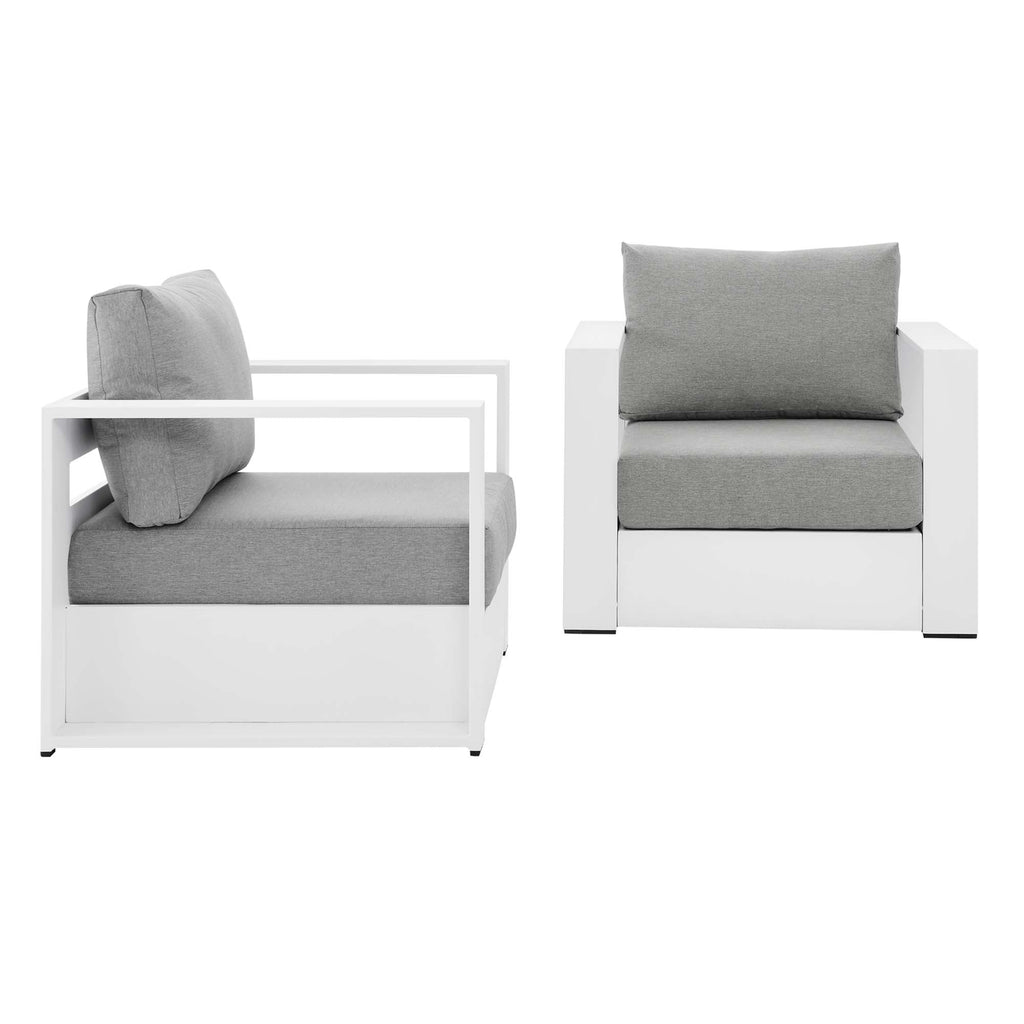 modern 2-Piece Outdoor Patio Powder-Coated Aluminum Armchair Set